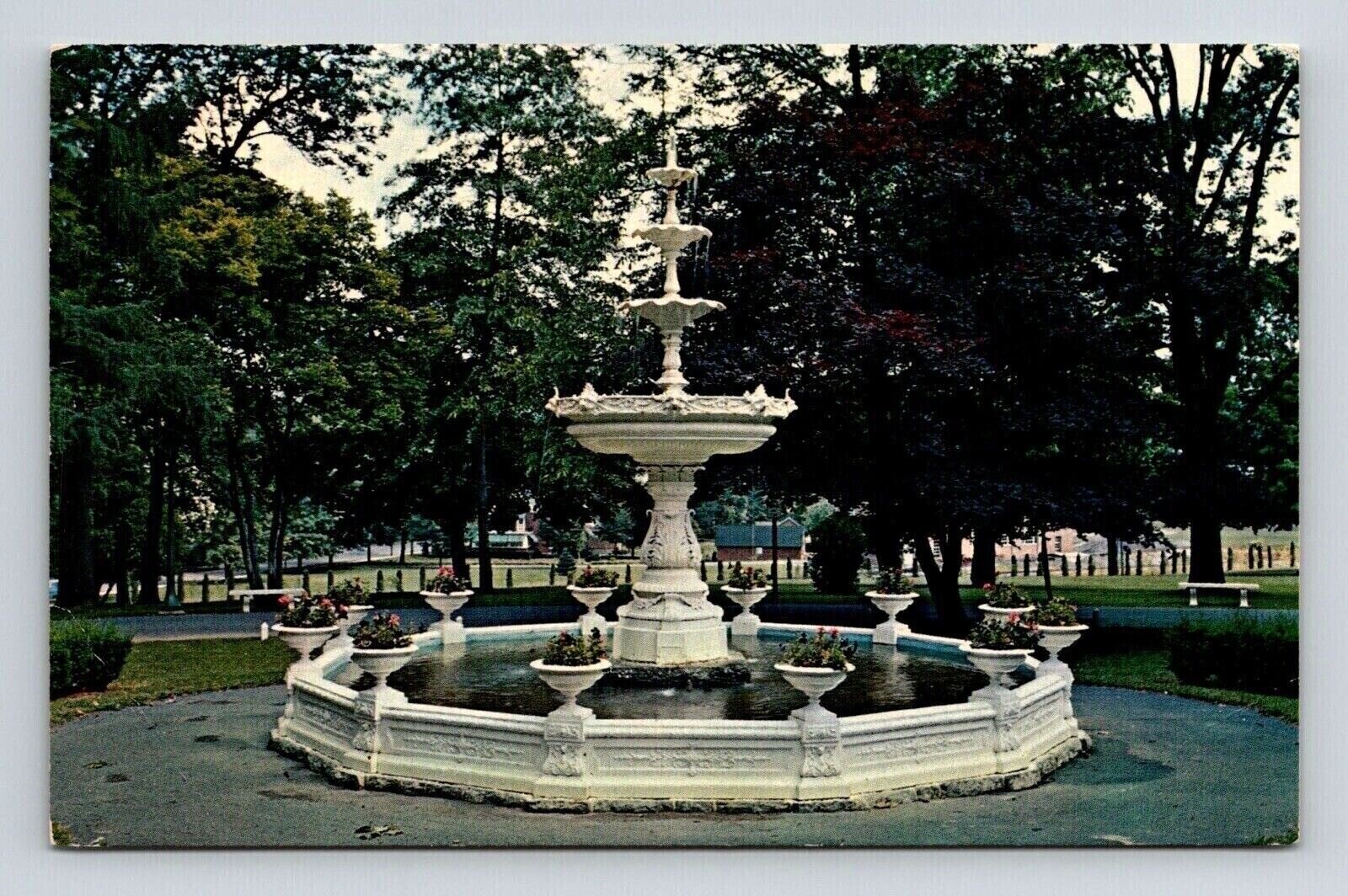 Pennsylvania Scenic Fountain Historic Landmark Streetview Chrome Postcard