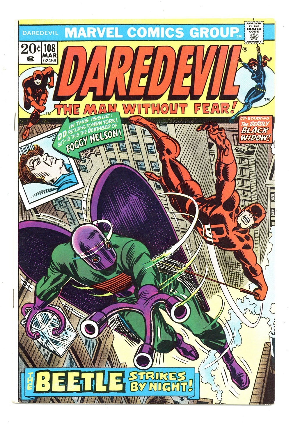 DAREDEVIL #108 7.0 LAST 20-CENT ISSUE ROMITA AND KANE ART OW/W PGS 1974