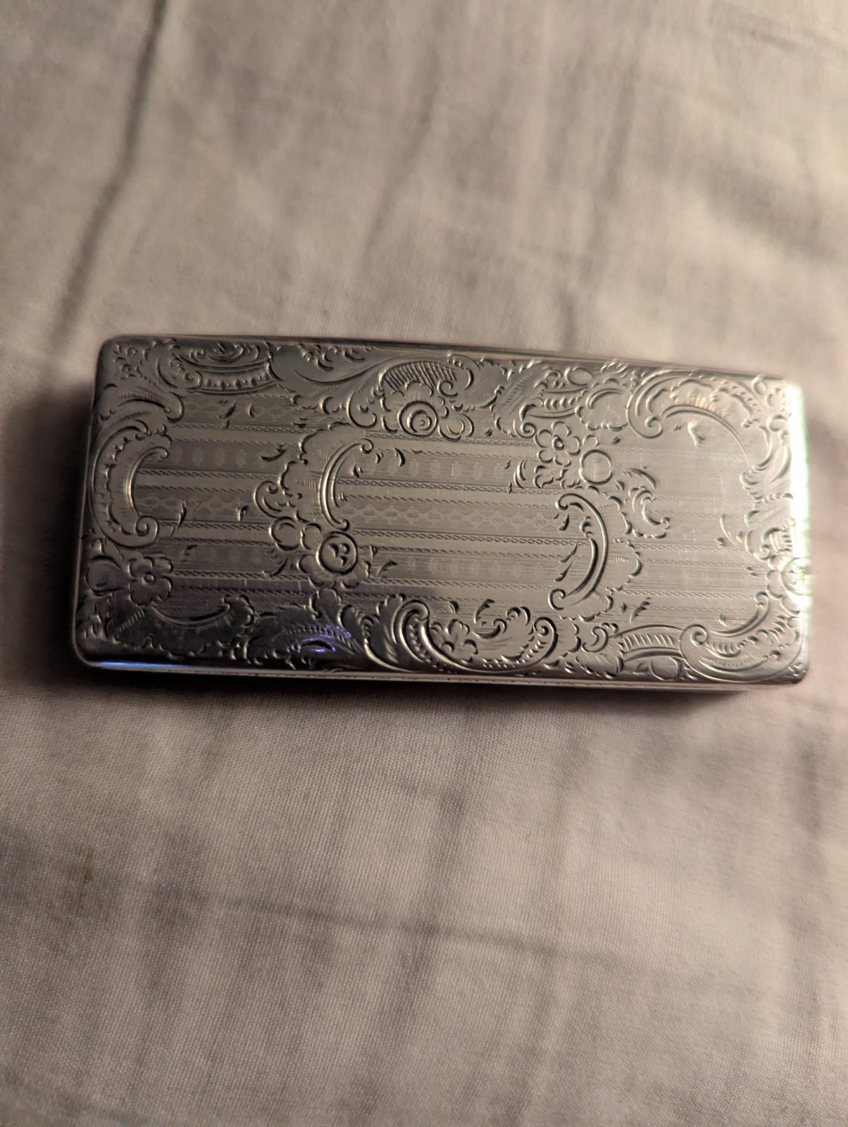 Vintage German Silver Snuff Box 19th Century Gold Wash Interior.