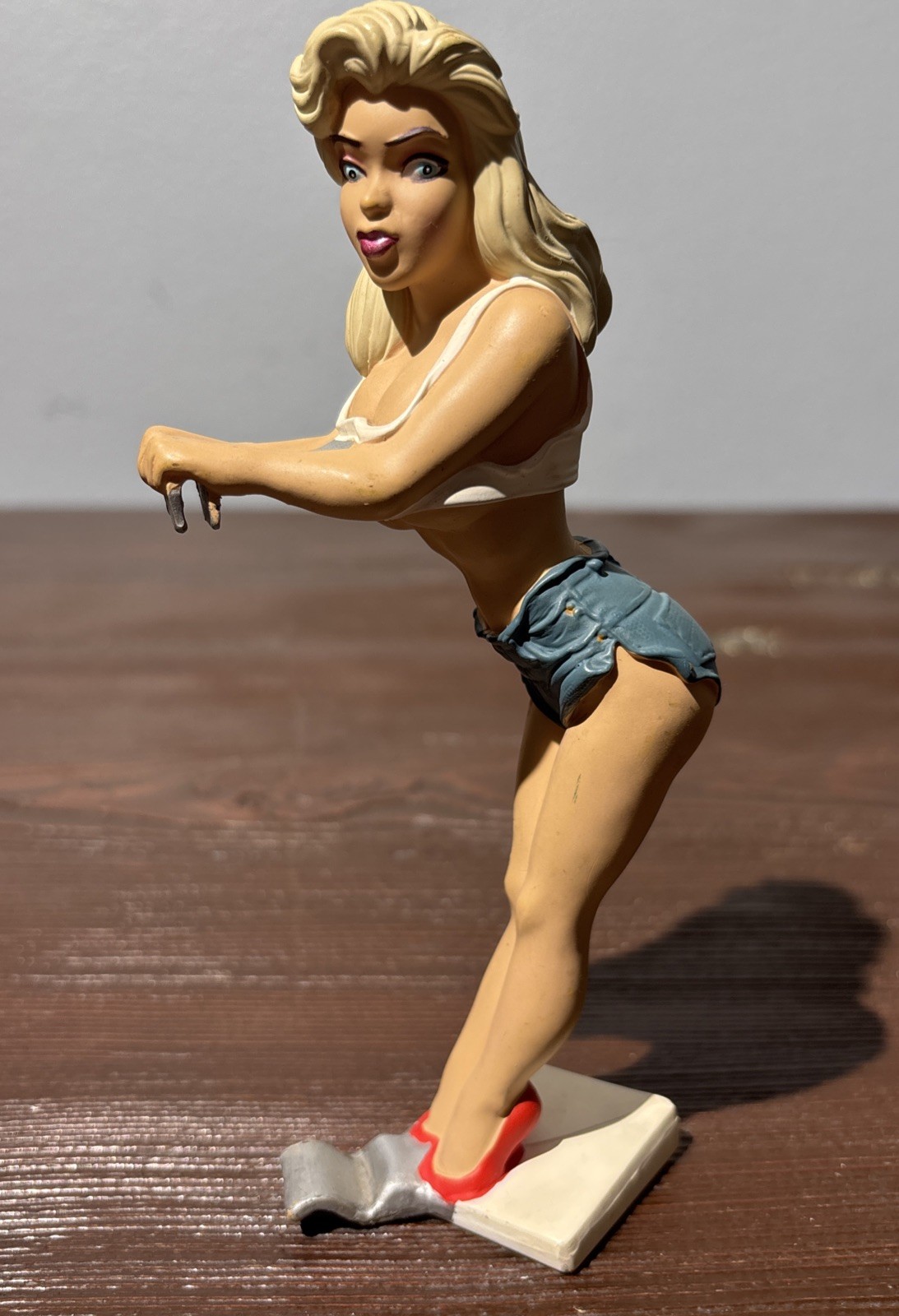 Vintage Ganz Bottoms Up Blonde Pinup Can Holder R Demars Retro Beverage Figurine