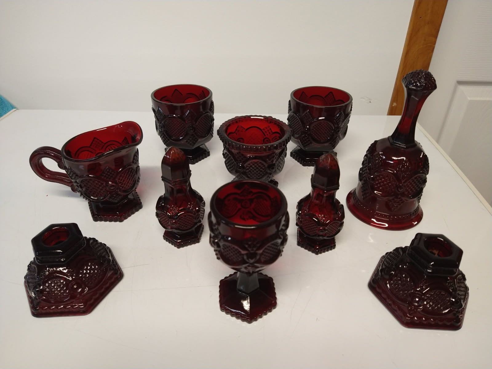 Lot of 10 Vintage AVON 1970's Ruby Red Glassware 1876 Cape Cod Collection *MINT*