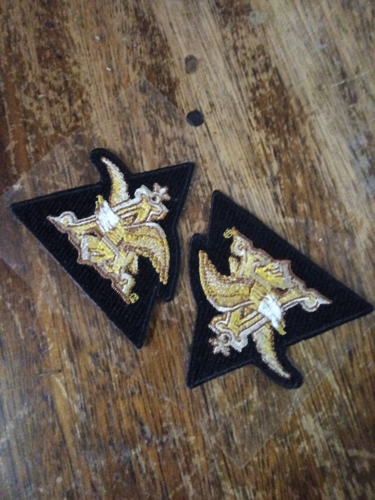 Anheuser-Busch A & Eagle Embroidered Collar Patch Pair Budweiser Beer
