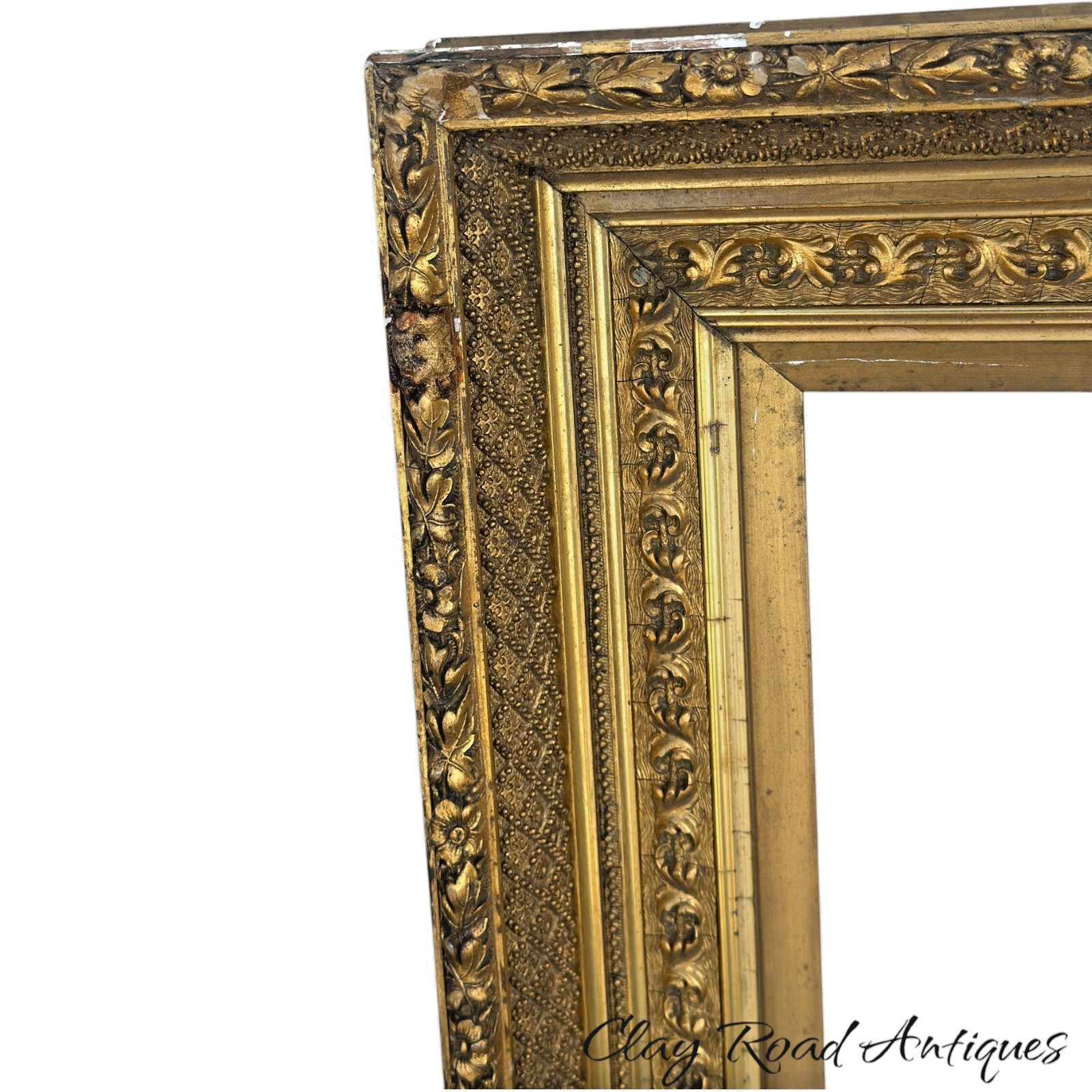 Antique 19th Century Victorian Ornate Gold Gilt Picture Frame Floral gilded