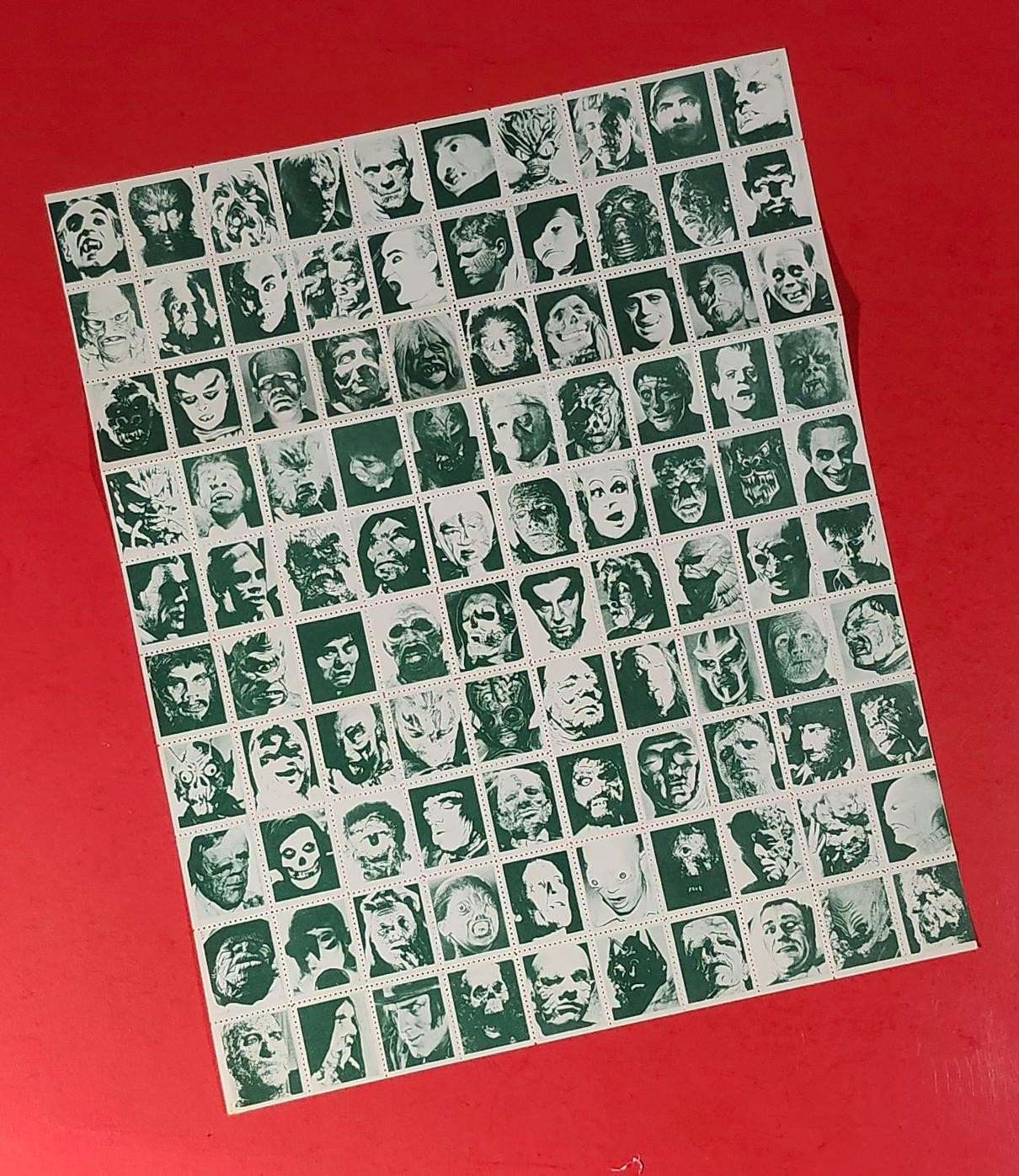 THE MONSTER TIMES • Green Monster Stamps (1972) EXCELLENT CONDITION