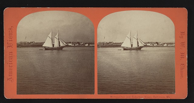 Photo:Baltimore MD Ft McHenry 1860s Sailboat Harbor View Stereoview