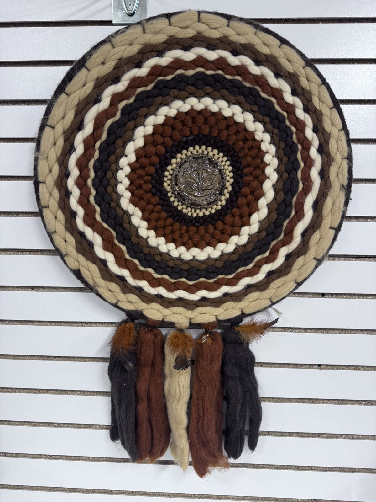 VTG Huge Boho Round Mixed Wool Macrame Dream Catcher Wall Art Handmade BH