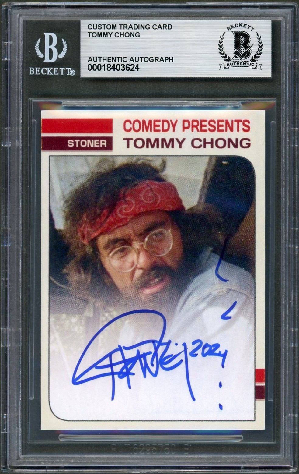 Tommy Chong SIGNED Comedy Presents Custom Card Auto Beckett BAS w/ Smoke