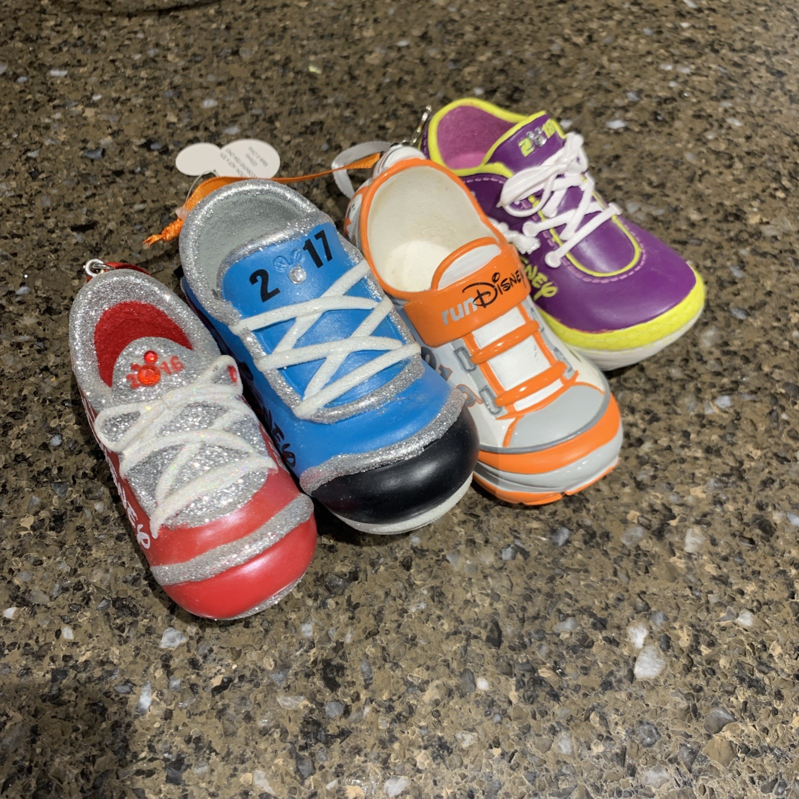Disney Parks Lot Of 4 Run Disney Sneaker Shoe Ornament