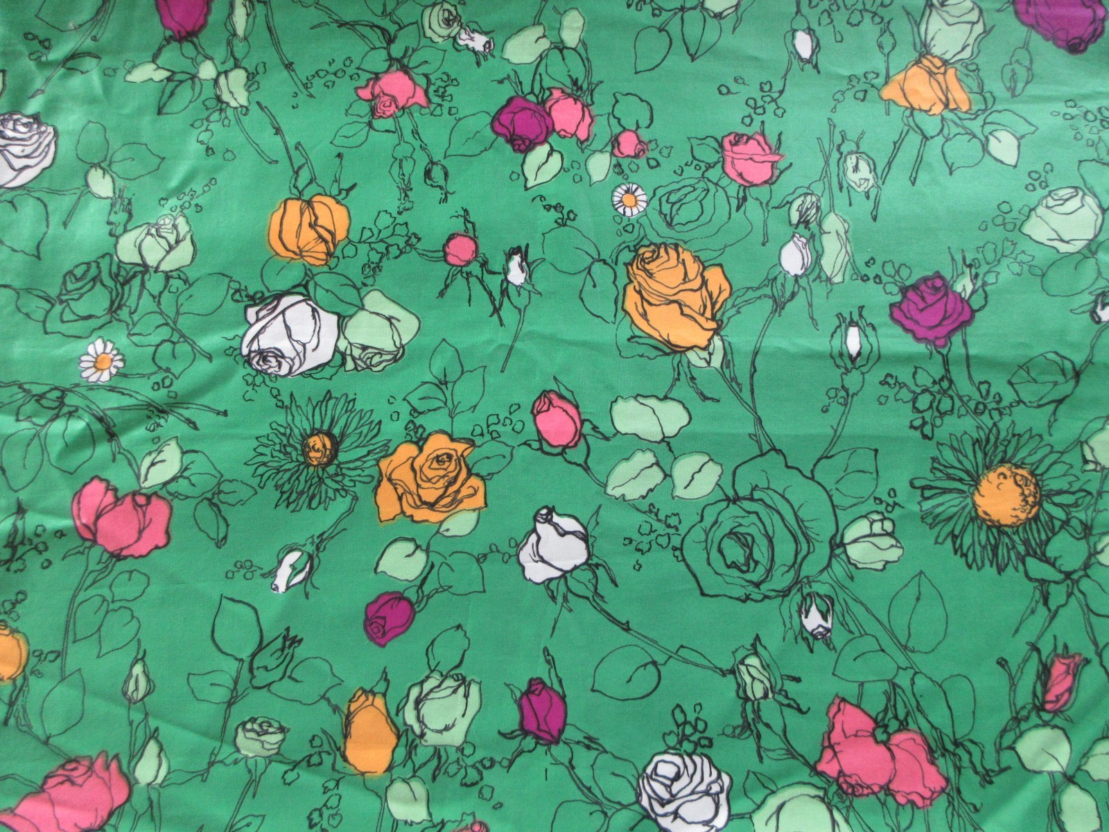 Vtg 50s Everfast Chintz Fabric Polished Cotton 3.5yd 44\
