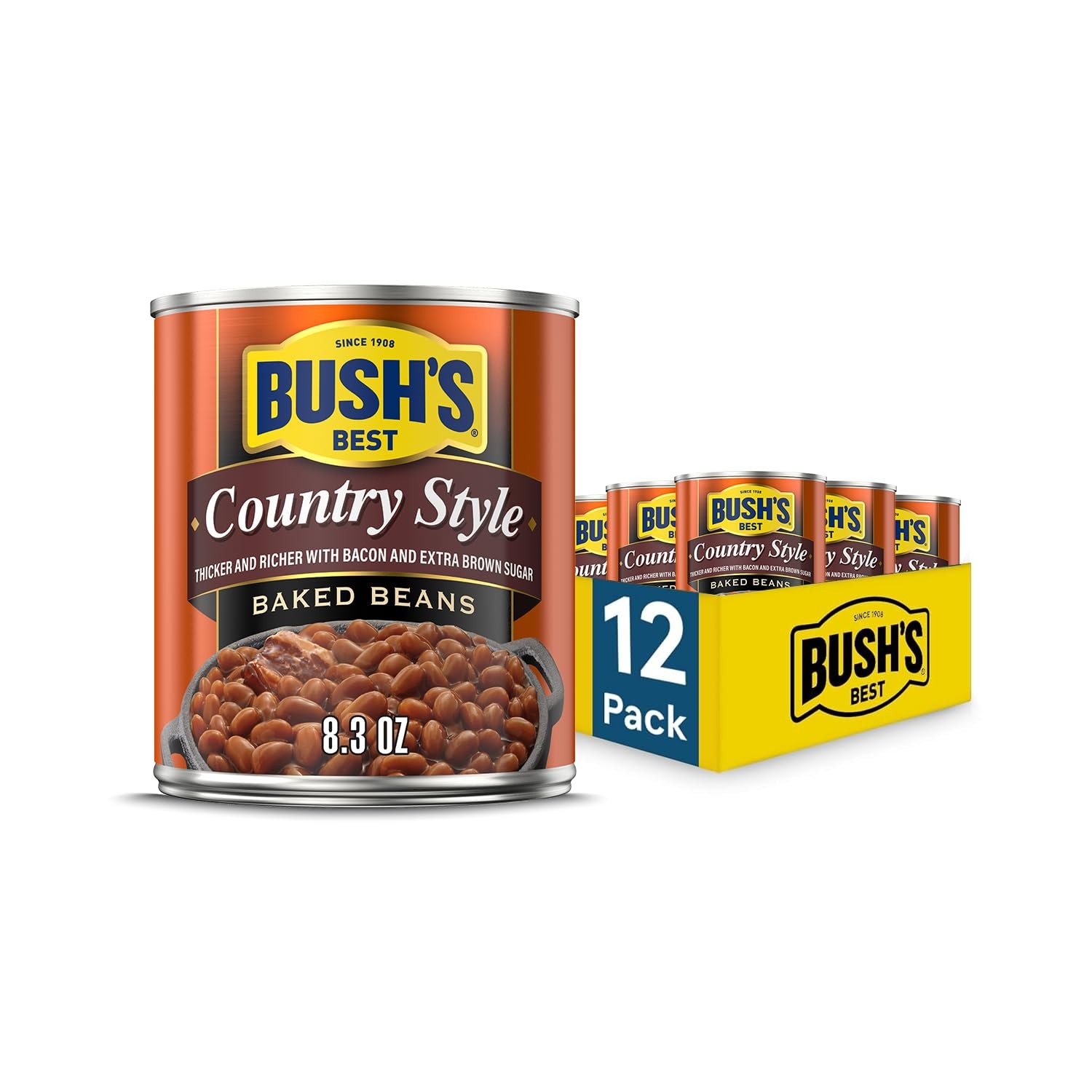 Bush\'s Best Baked Beans, Country Style with Bacon and 8.3 Ounce (Pack of 12) Bush\'s Best Baked Beans, Country Style with Bacon and 8.3 Ounce (Pack of 12)