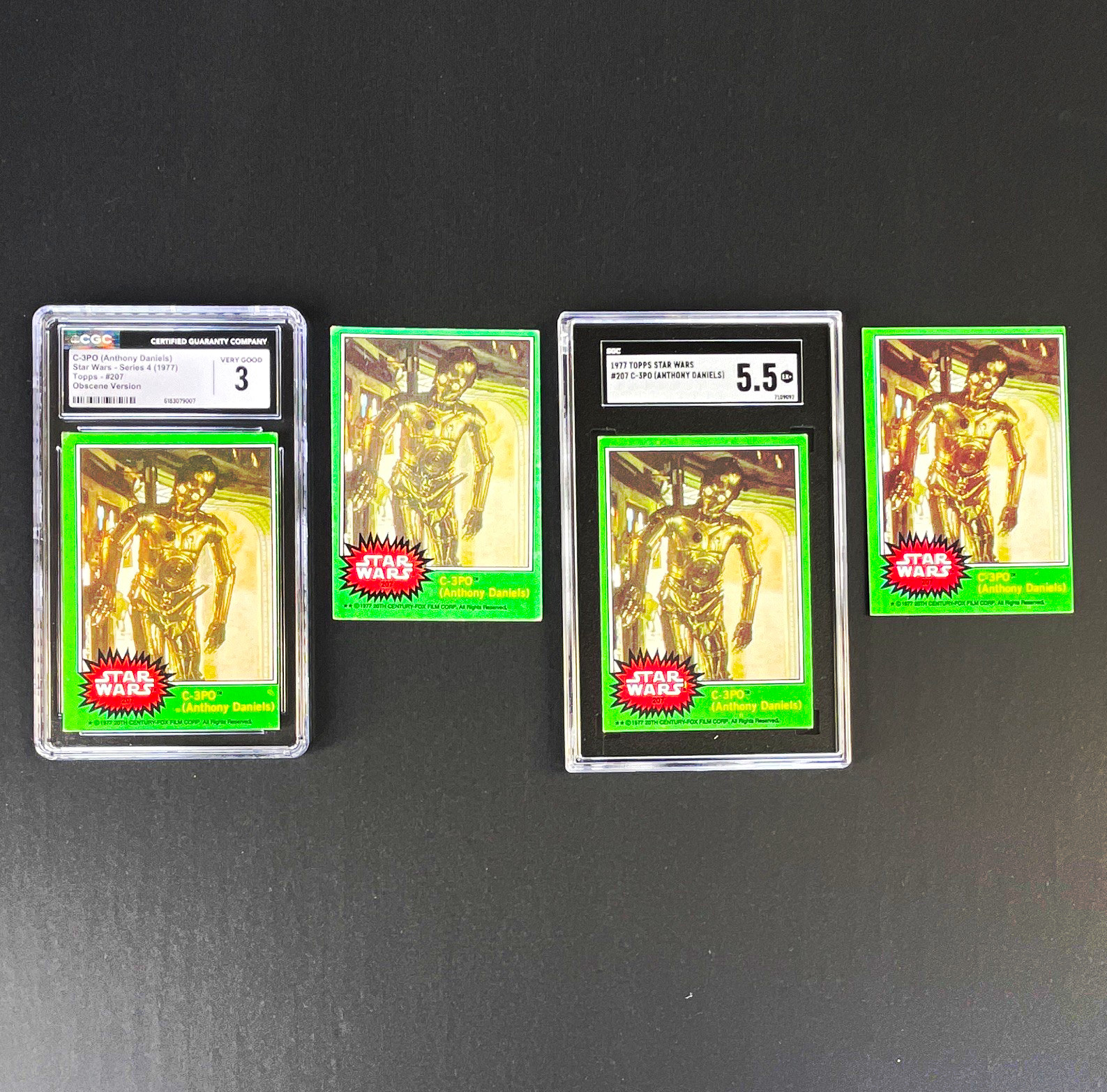 1977 Topps Star Wars Series 4C #207 2 error cards and two corrected.  