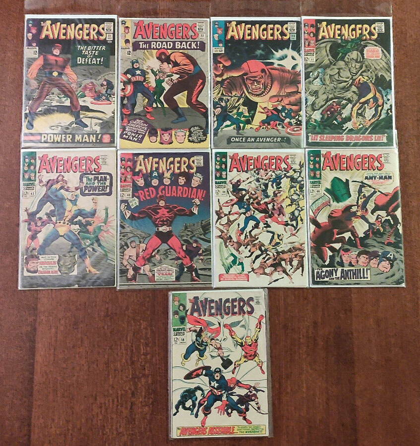 Marvel Comics Group, The Avengers, 1965 - 1968, Lot of 9: 21-23, 41-44, 46, 58