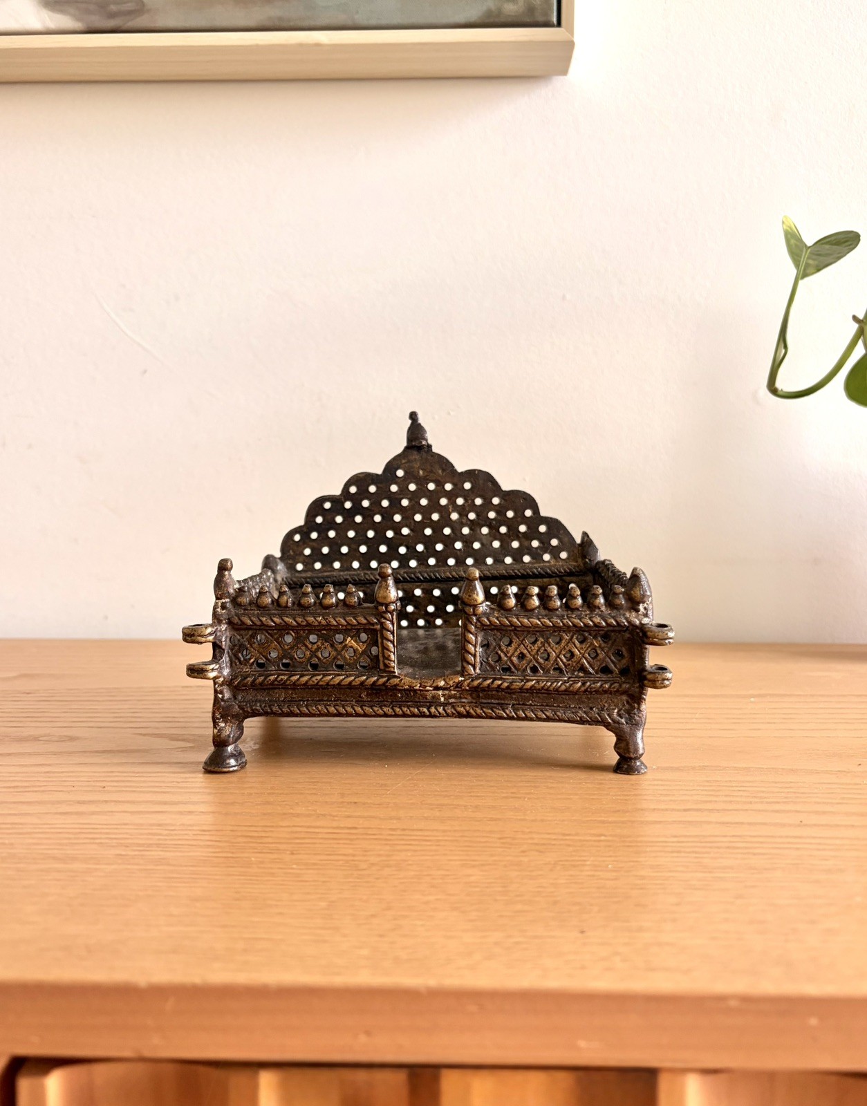 Vintage Brass Singhasan Hindu Deity Throne | Indian Temple God Pedestal Tray