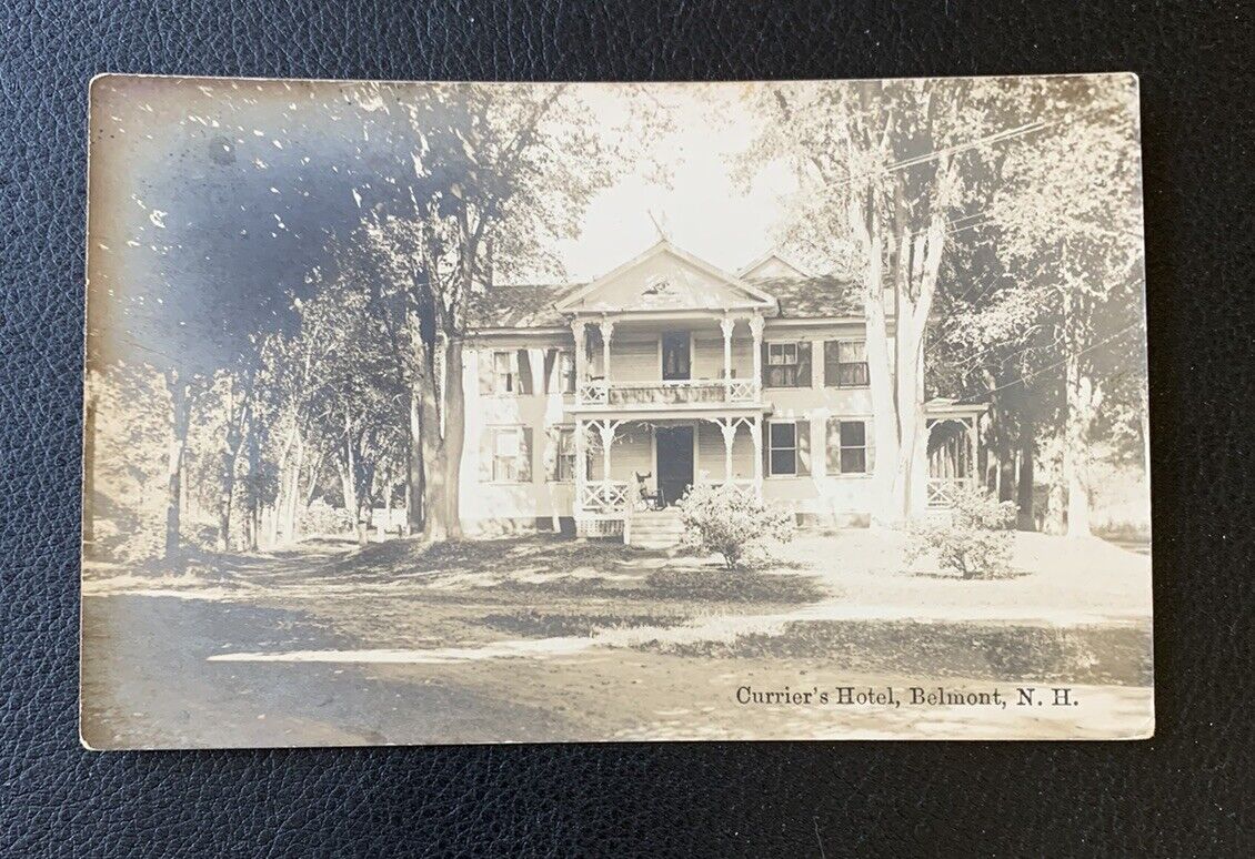 RPPC Currier’s Hotel, BELMONT, N.H. c1910 Postcard New Hampshire UNUSED