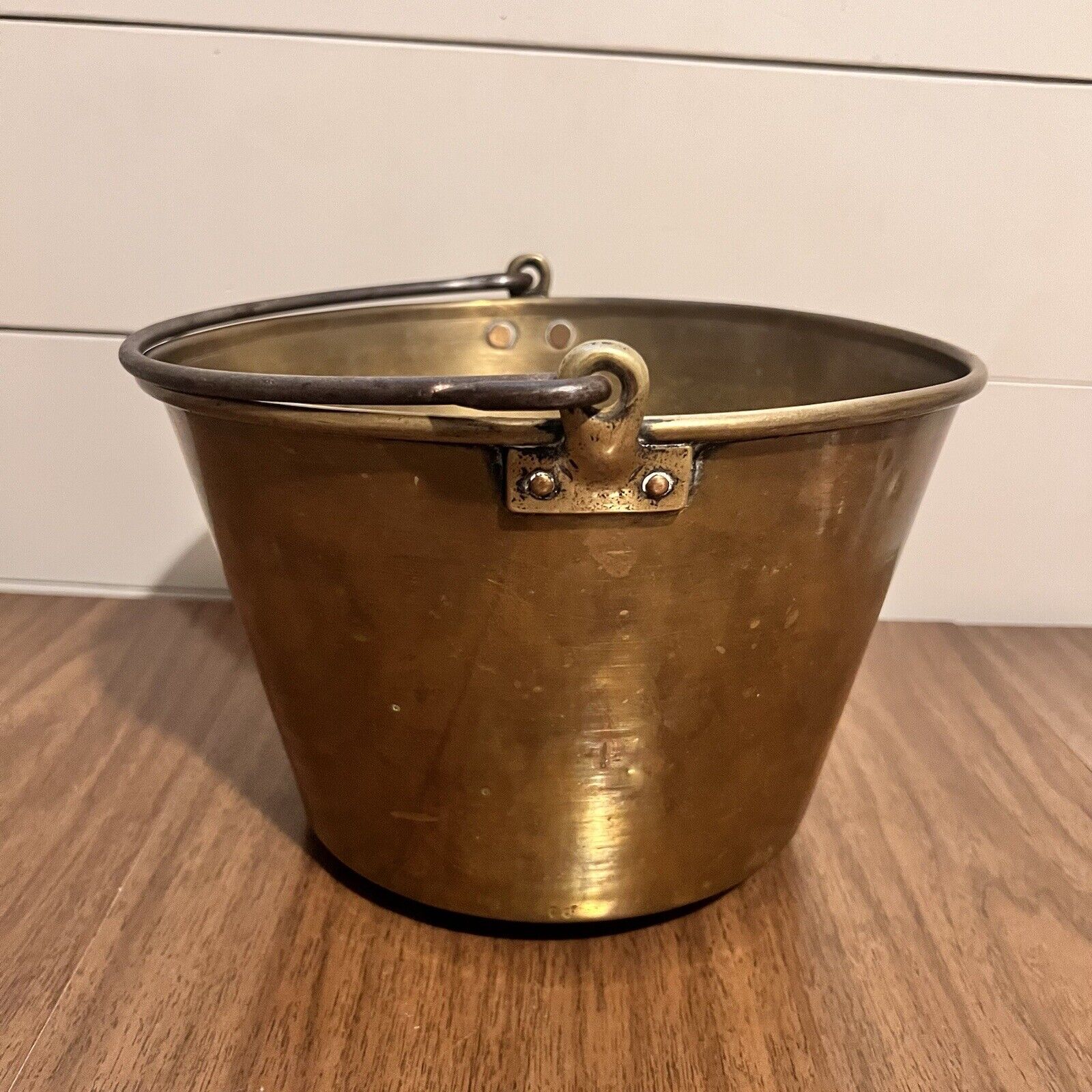 Antique H.W. HAYDEN Ansonia Brass Co. Waterbury Brass Bucket Pail Pat. Dec 1851