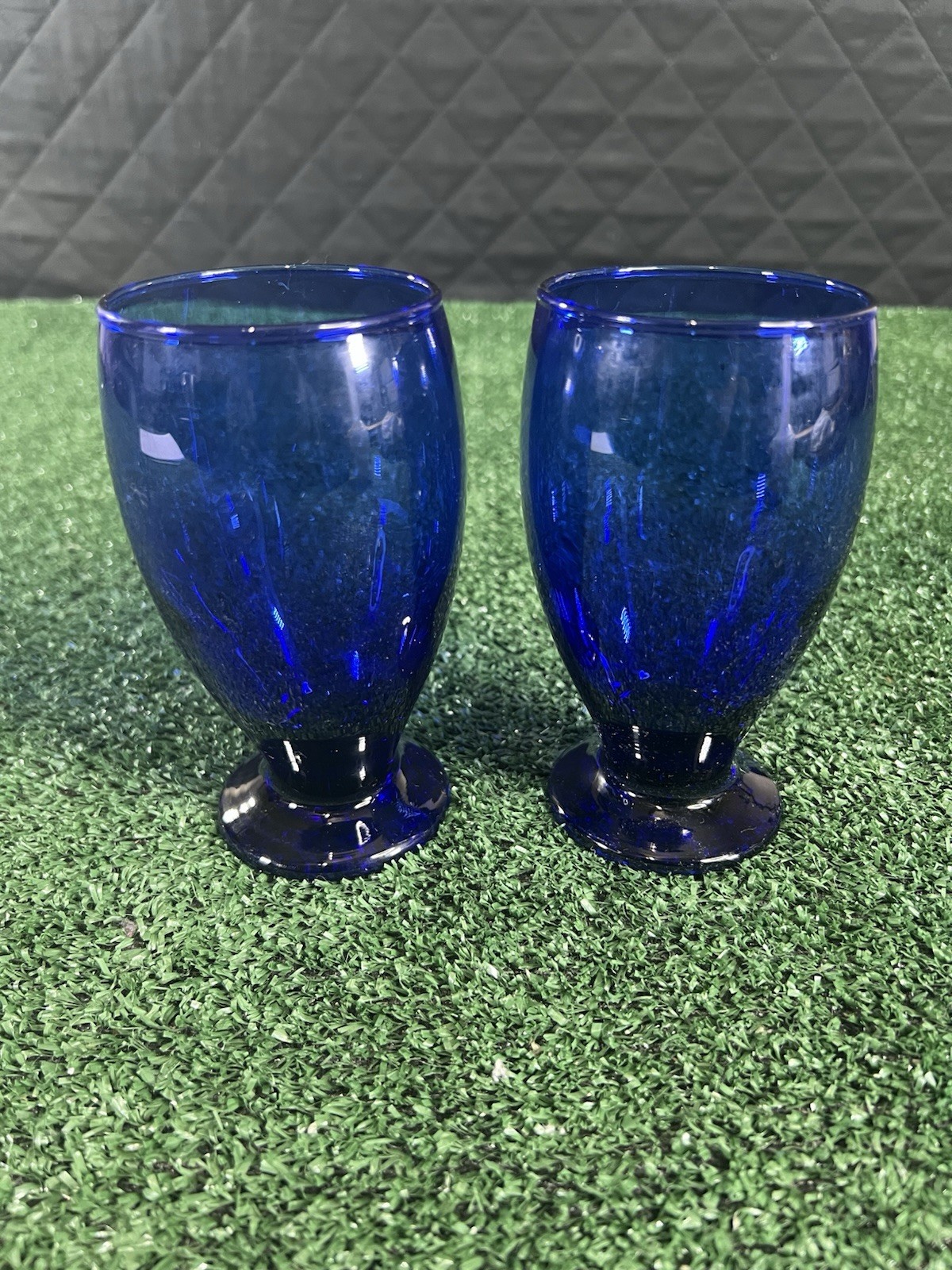 RARE CLASSIC Cristar Lexington Cobalt Blue Grannycore Footed Goblets Set Of 2