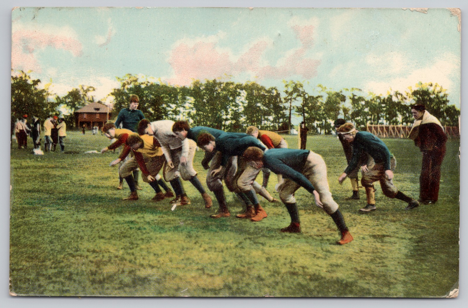 1908 Football Players Early American Game Printed Germany Antique Postcard