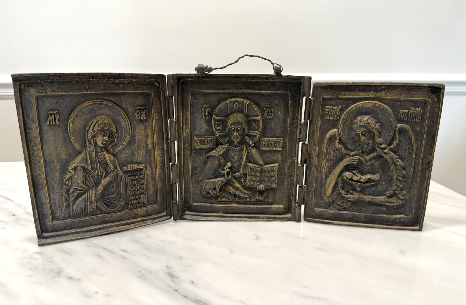 Antique 19th century Karelian Orthodox Triptych, solid bronze Antique 19th century Karelian Orthodox Triptych, solid bronze