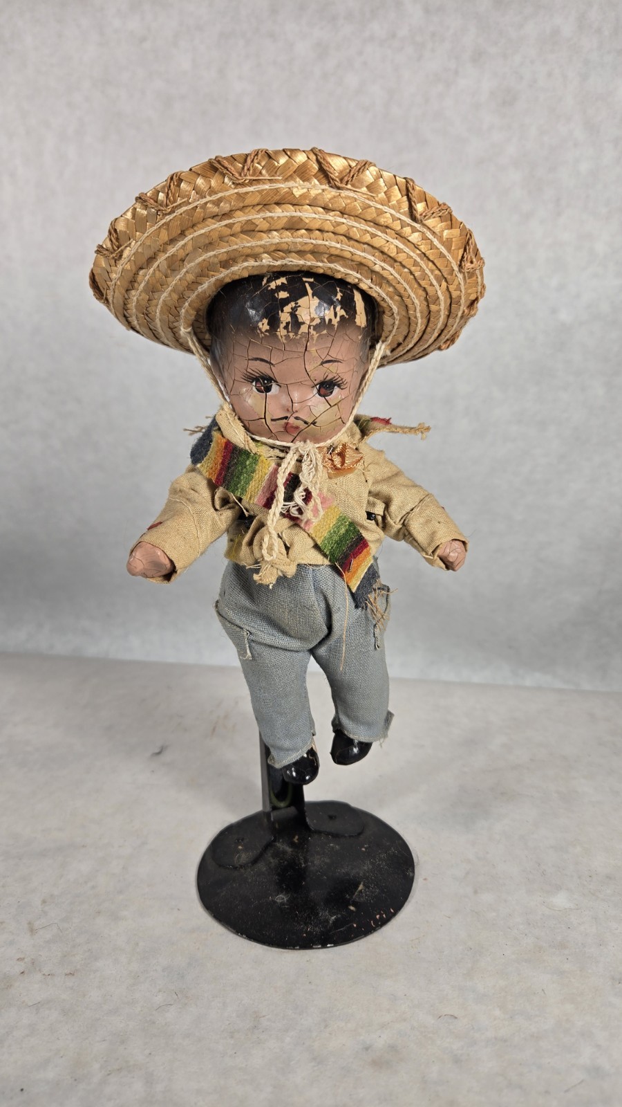 Vintage Mexican Composition Doll Senor 1930's Mexican Folk SEE PHOTOS 