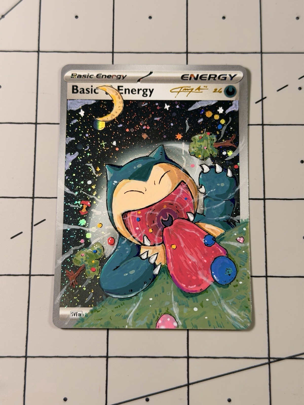 Snorlax Hand Painted 1/1 Altered Art Holo Pokemon Energy Card Teeroy.Art Snorlax Hand Painted 1/1 Altered Art Holo Pokemon Energy Card Teeroy.Art