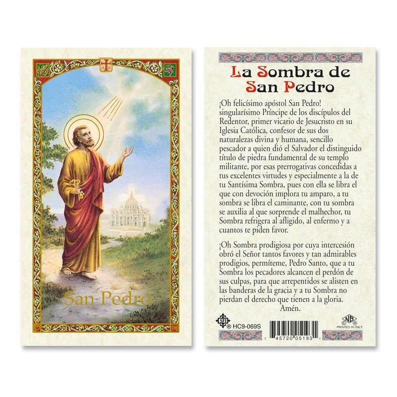 La sombra de San Pedro Tarjecta de Oración Laminada