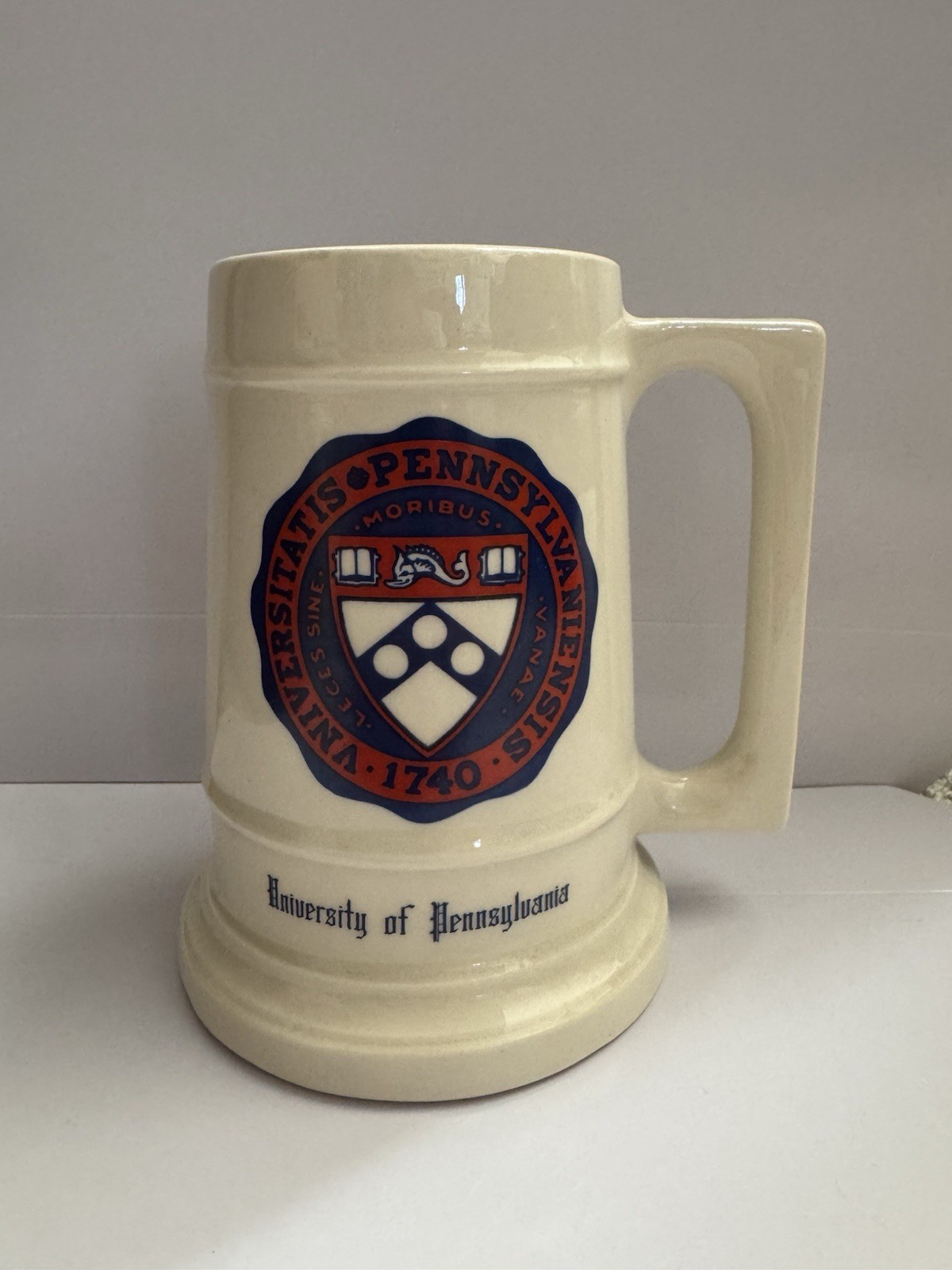 Vintage University of Pennsylvania Ceramic Beer Stein Mug Penn Quakers 1740