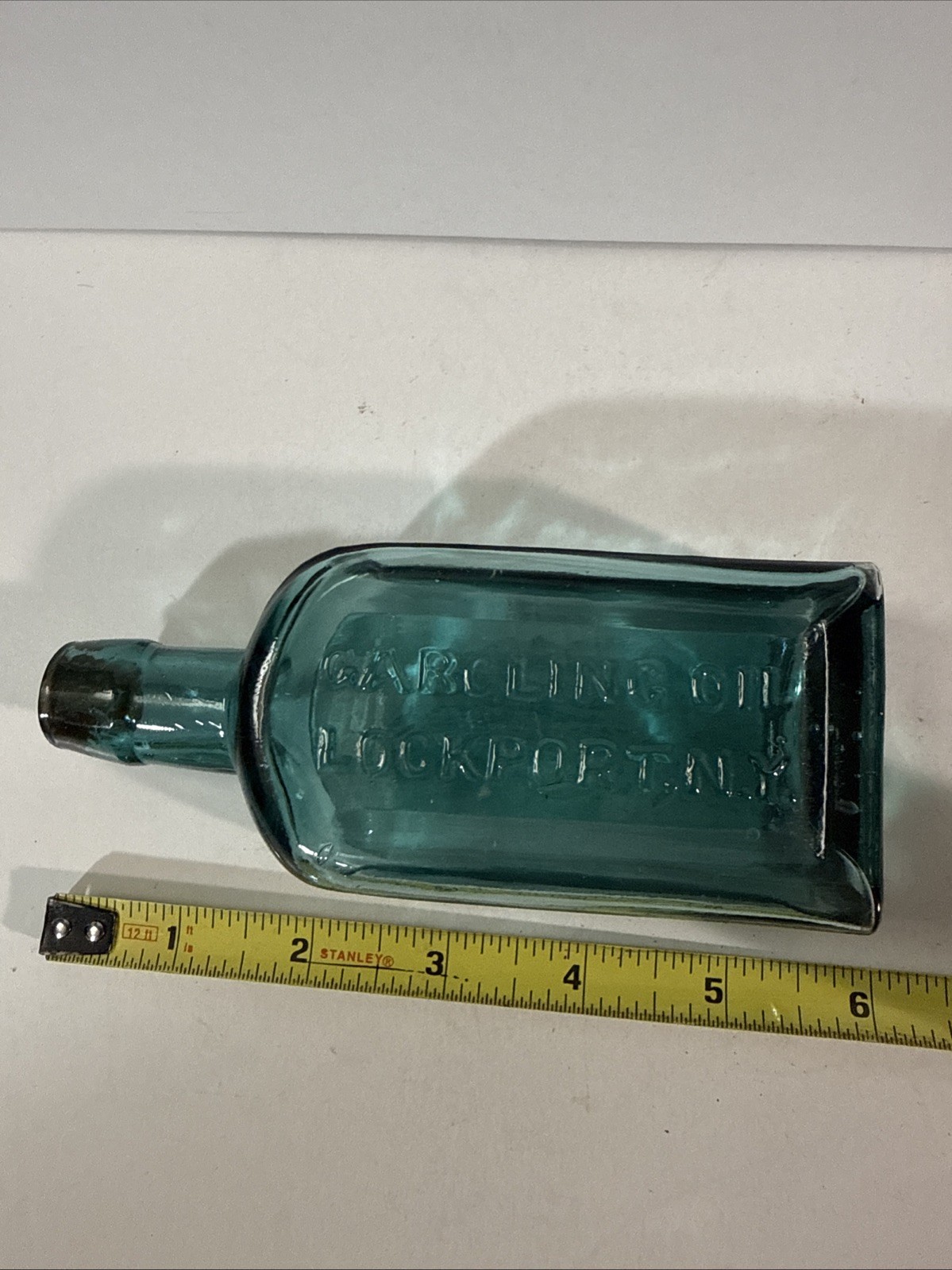 1870’s 1880’s G.W. Merchant’s Gargling Oil Bottle Lockport NY Teal Green Glass 5