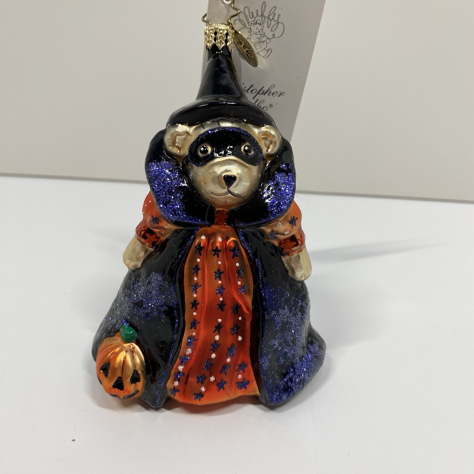 RARE NWT Christopher Radko Muffy VanderBear Witch Halloween Glass Ornament