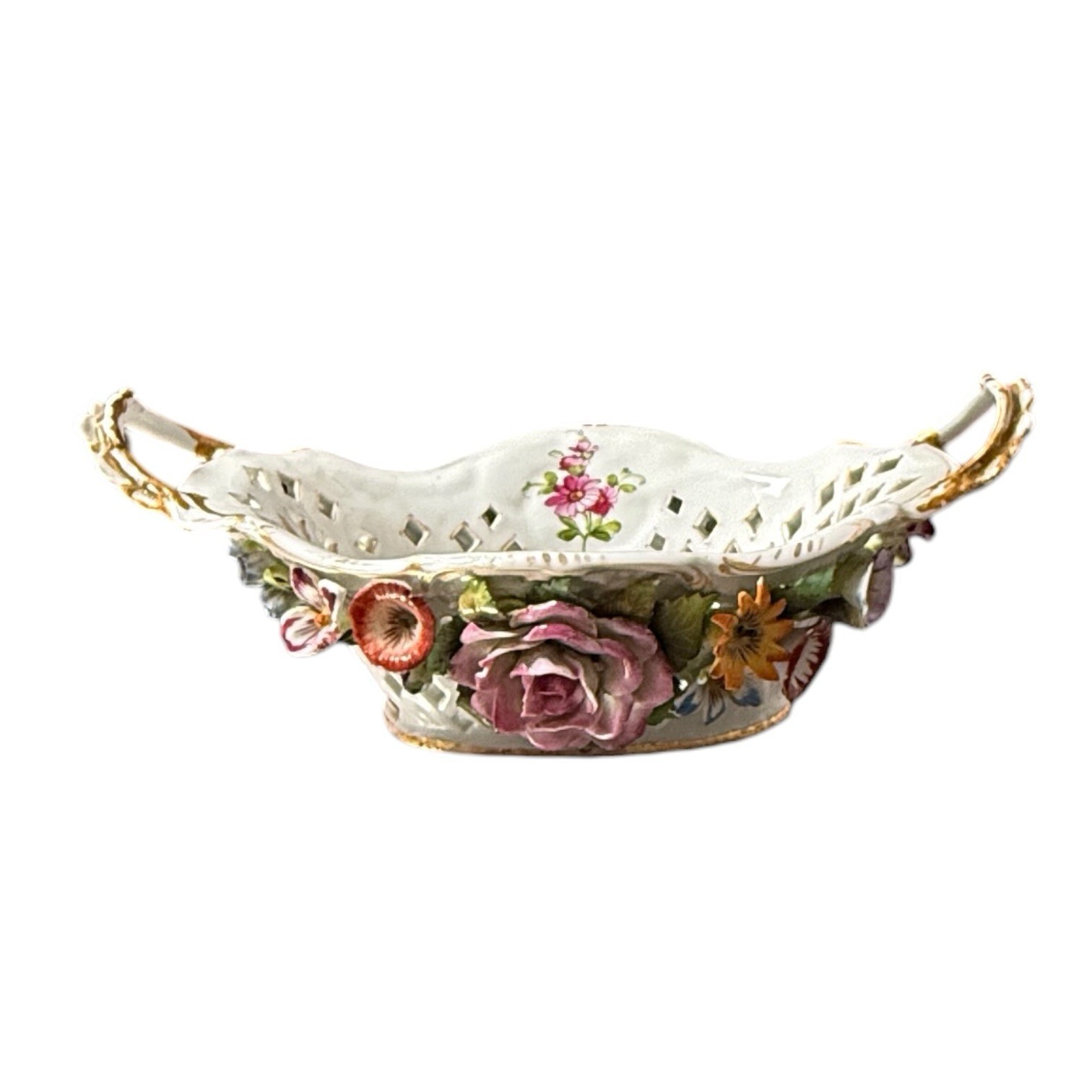Antique Von Schierholz Reticulated Porcelain Console Bowl 1907-1927 Germany 9\