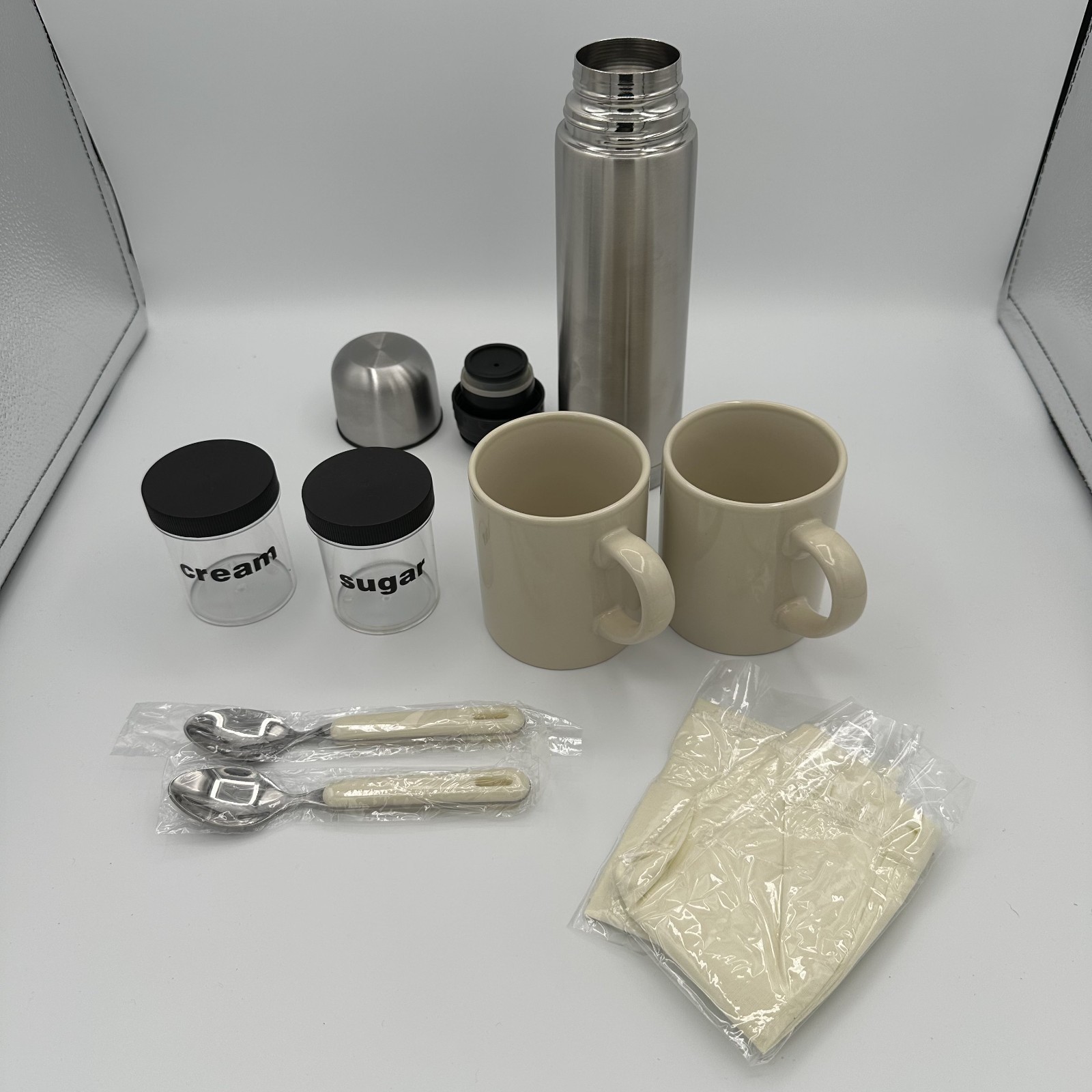 Vintage Gevalia Carry All Coffee Backpack Complete Travel Picnic Set Thermos Mug