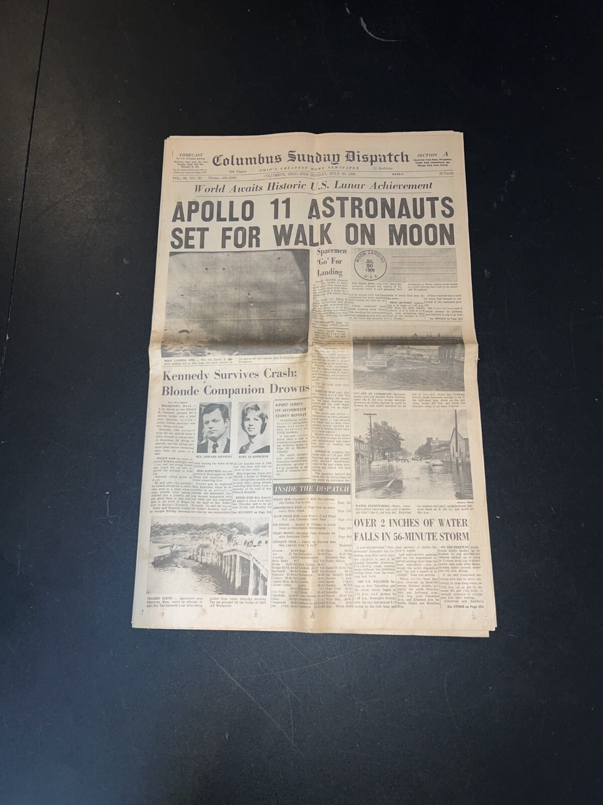 Columbus Sunday Dispatch July 20 1969 Vintage Newspaper  Moon Landing Ohio Paper