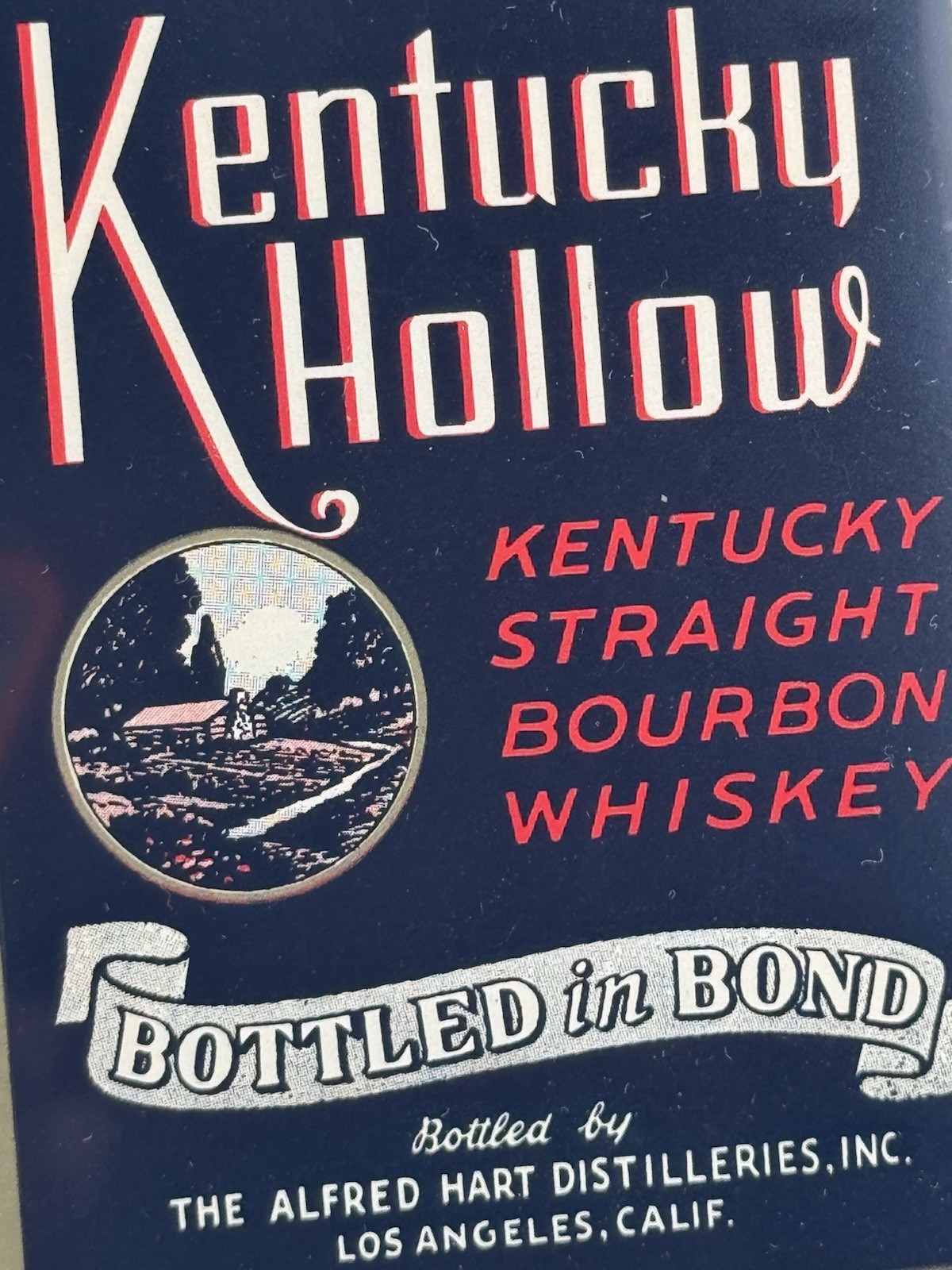 2 Vintage Kentucky Hollow Straight Bourbon Whiskey Label Alfred Hart Distiller