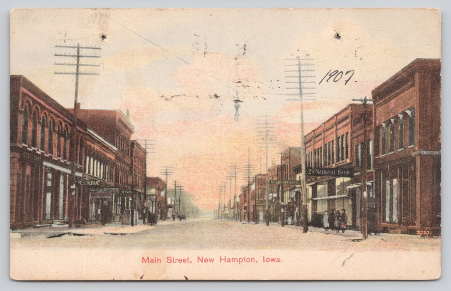 Main Street New Hampton Iowa 1907 Street View Business Buildings Postcard Main Street New Hampton Iowa 1907 Street View Business Buildings Postcard