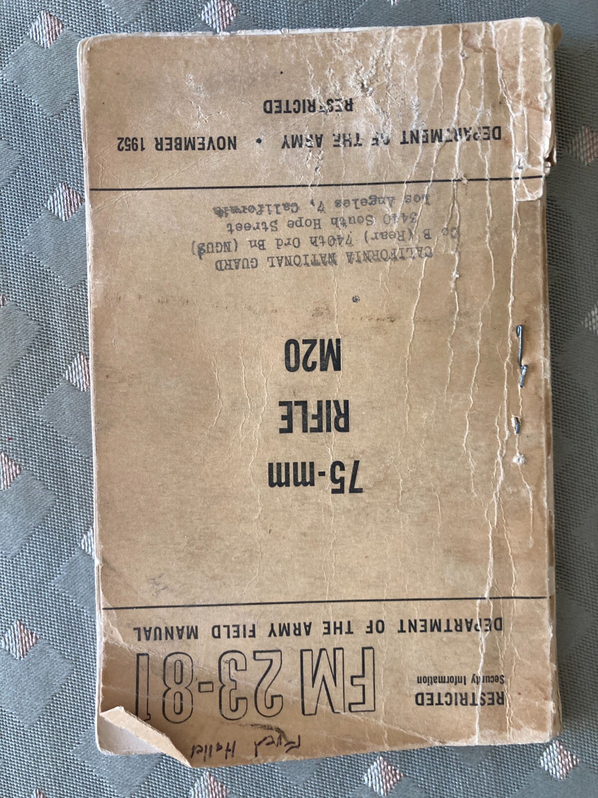 FM 23-81 75-mm M20 Nov 1952