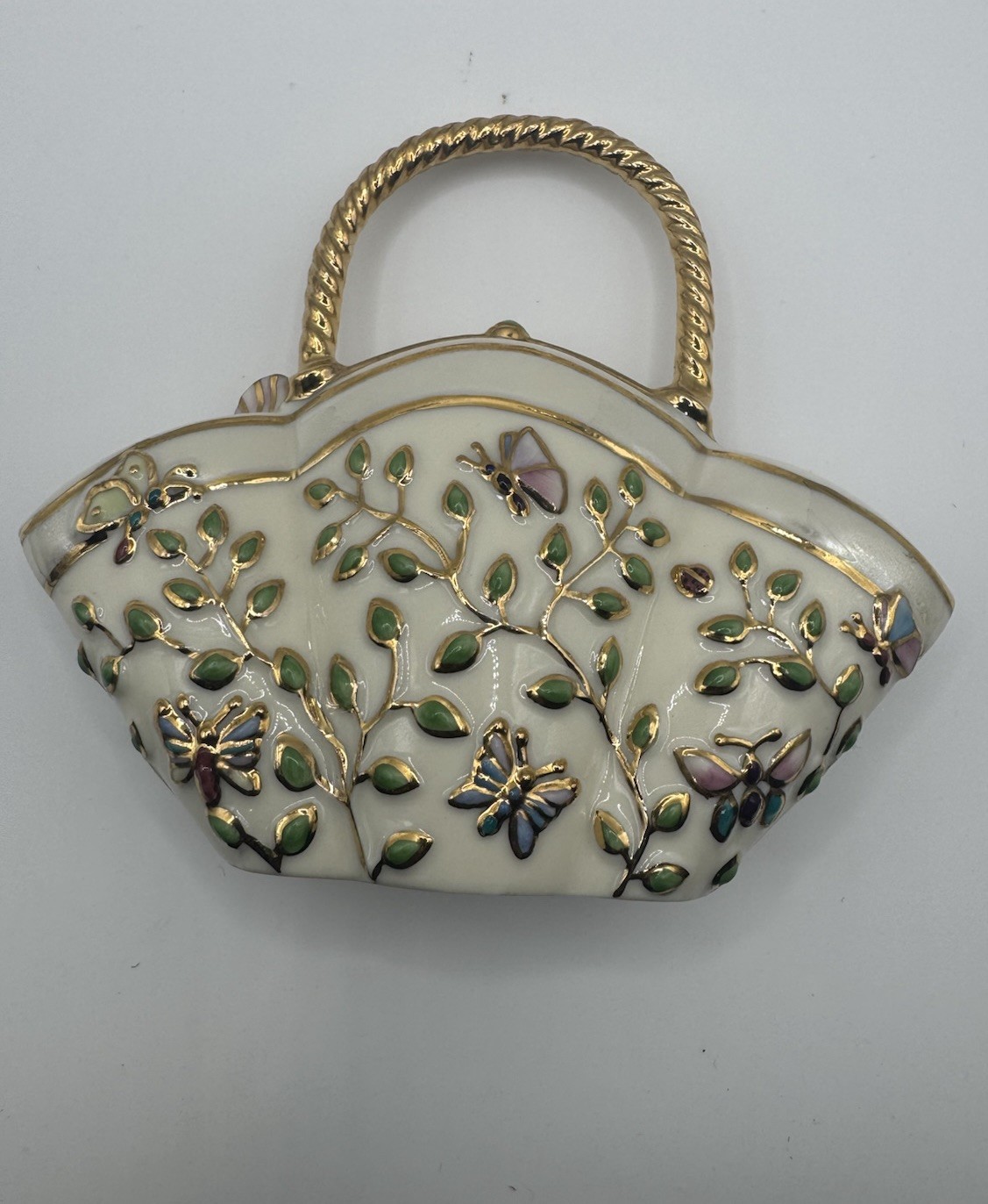Lenox Parvaneh porcelain purse/handbag figurine personalized “JUNE.”