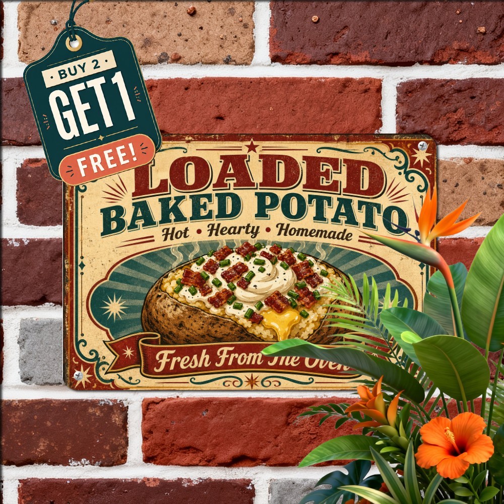 Farm Fresh Potatoes Metal Sign Vintage Country Kitchen Grocery Tin Plaque
