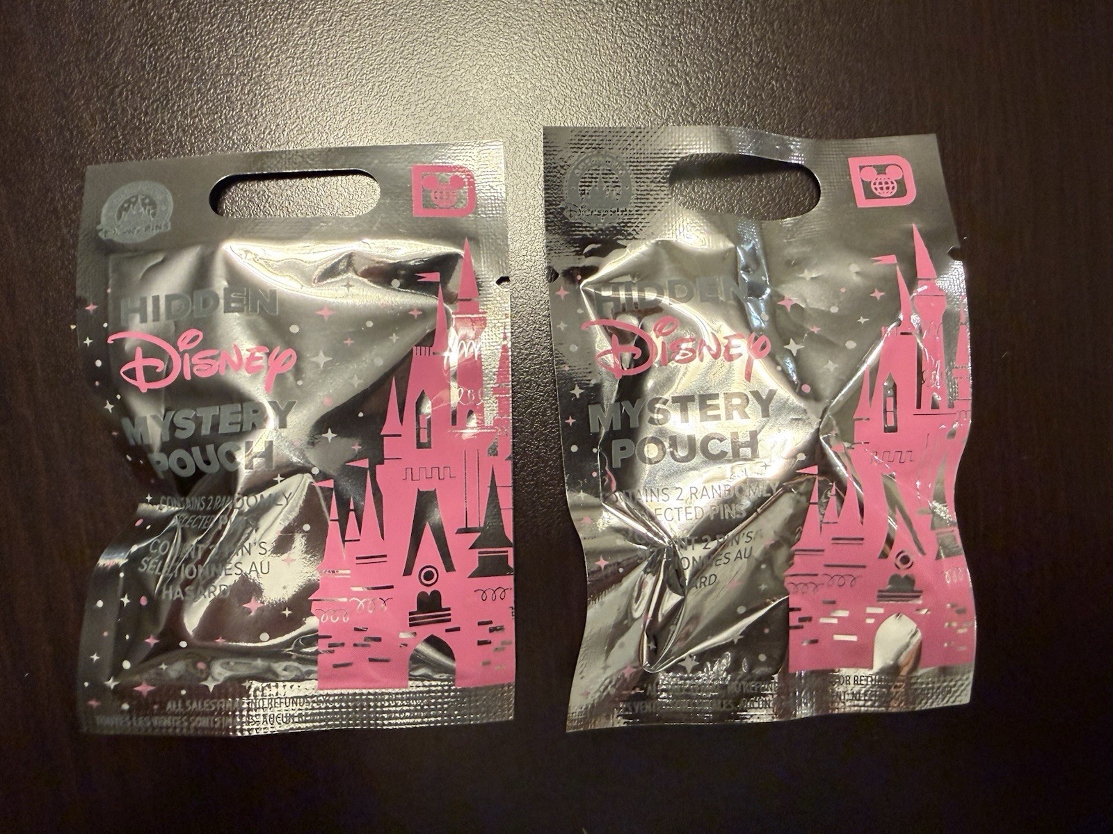 Disney Parks Trading Pins Hidden Disney Pink 2 Pin Mystery Pouch Sealed Lot Of 2