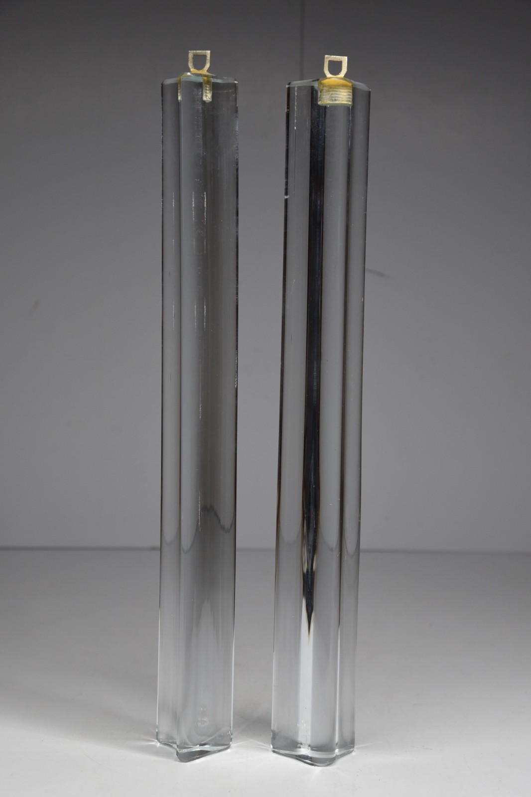 2 Vintage Clear Glass Chandelier Triedre Prism Sticks Rods Triangular 11.5\