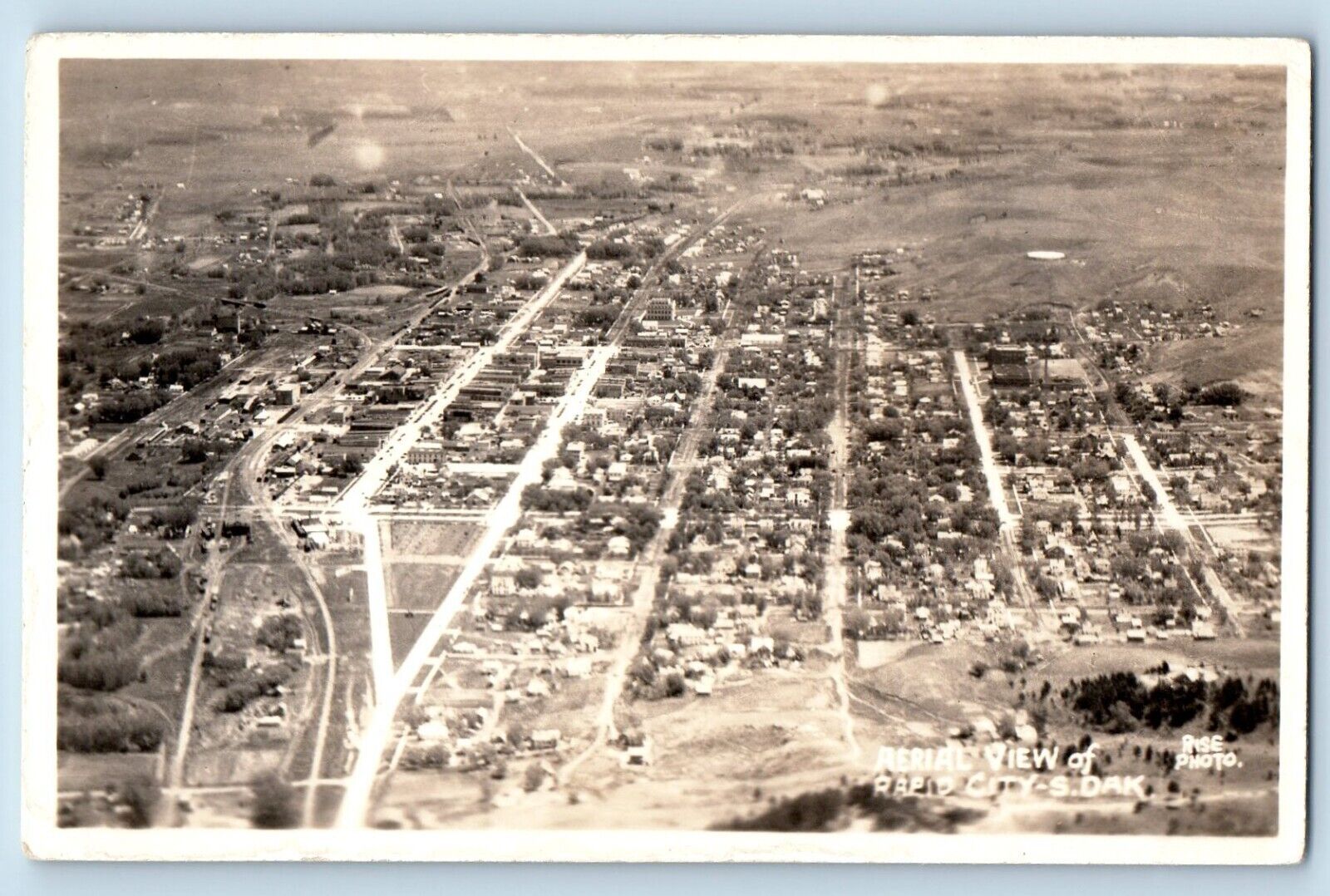 Rapid City South Dakota SD Postcard RPPC Photo Aerial View c1940's Vintage
