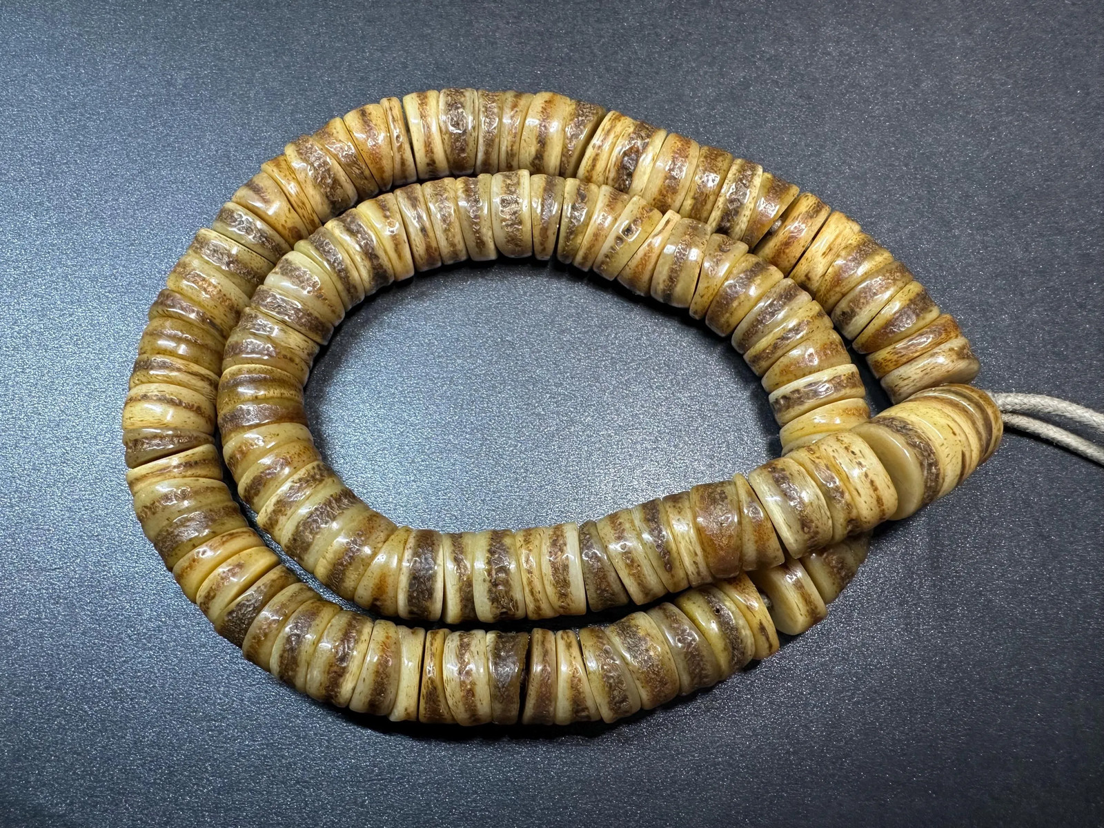 Yak Bone Disc Bead Mala Necklace, 13mm Tibetan Style Heishi Bone Prayer Beads,