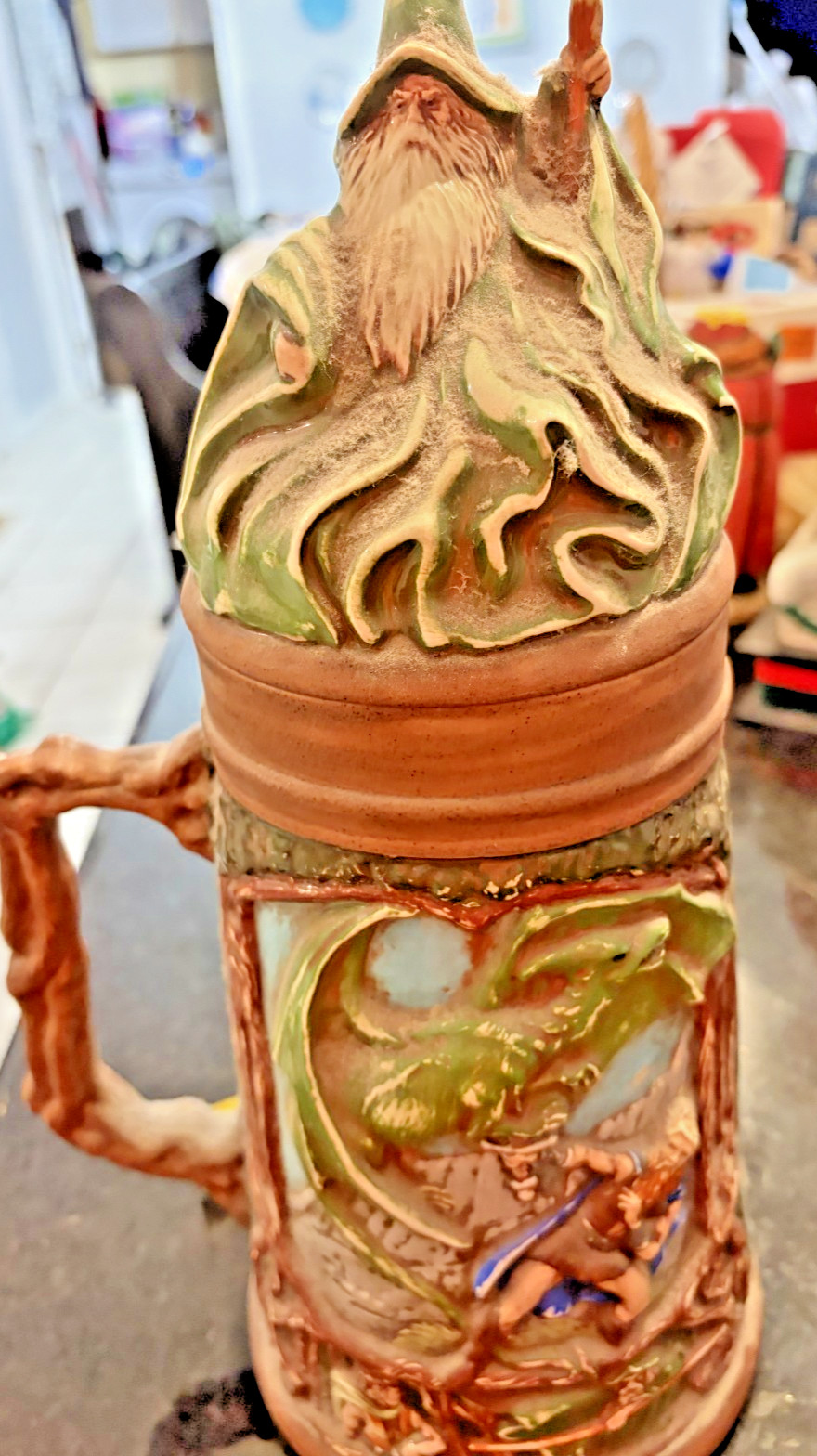 Vintage 1980 Duncan Enterprises Wizard Dragon Fantasy Ceramic Stein 13\
