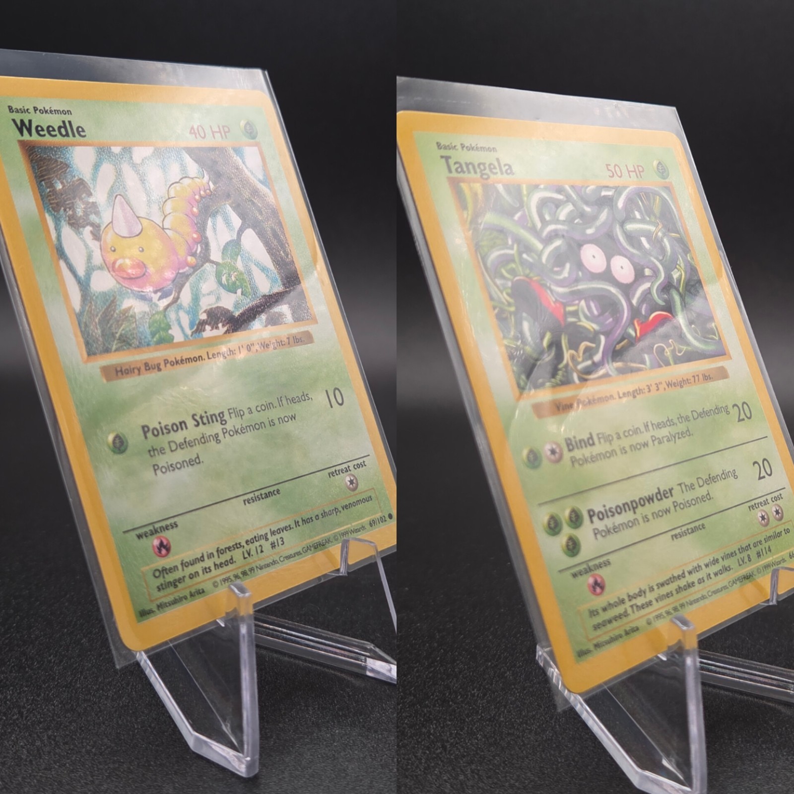 Pokemon Tangela & Weedle Shadowless Base Set 69/102 66/102 NM - EX English Pokemon Tangela & Weedle Shadowless Base Set 69/102 66/102 NM - EX English