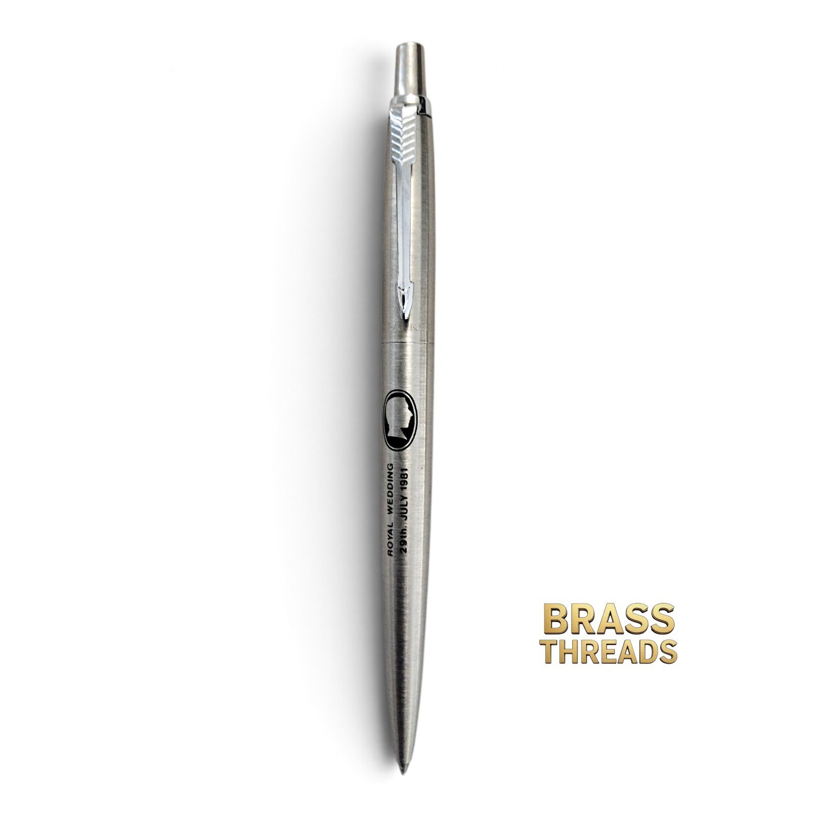 Vintage Parker Jotter Stainless Steel Brass Threads PRINCE Charles