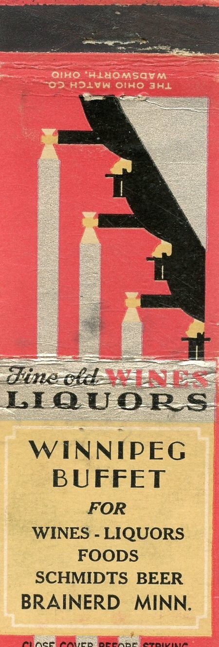 Winnipeg Buffet, Brainerd, Minnesota Matchbook