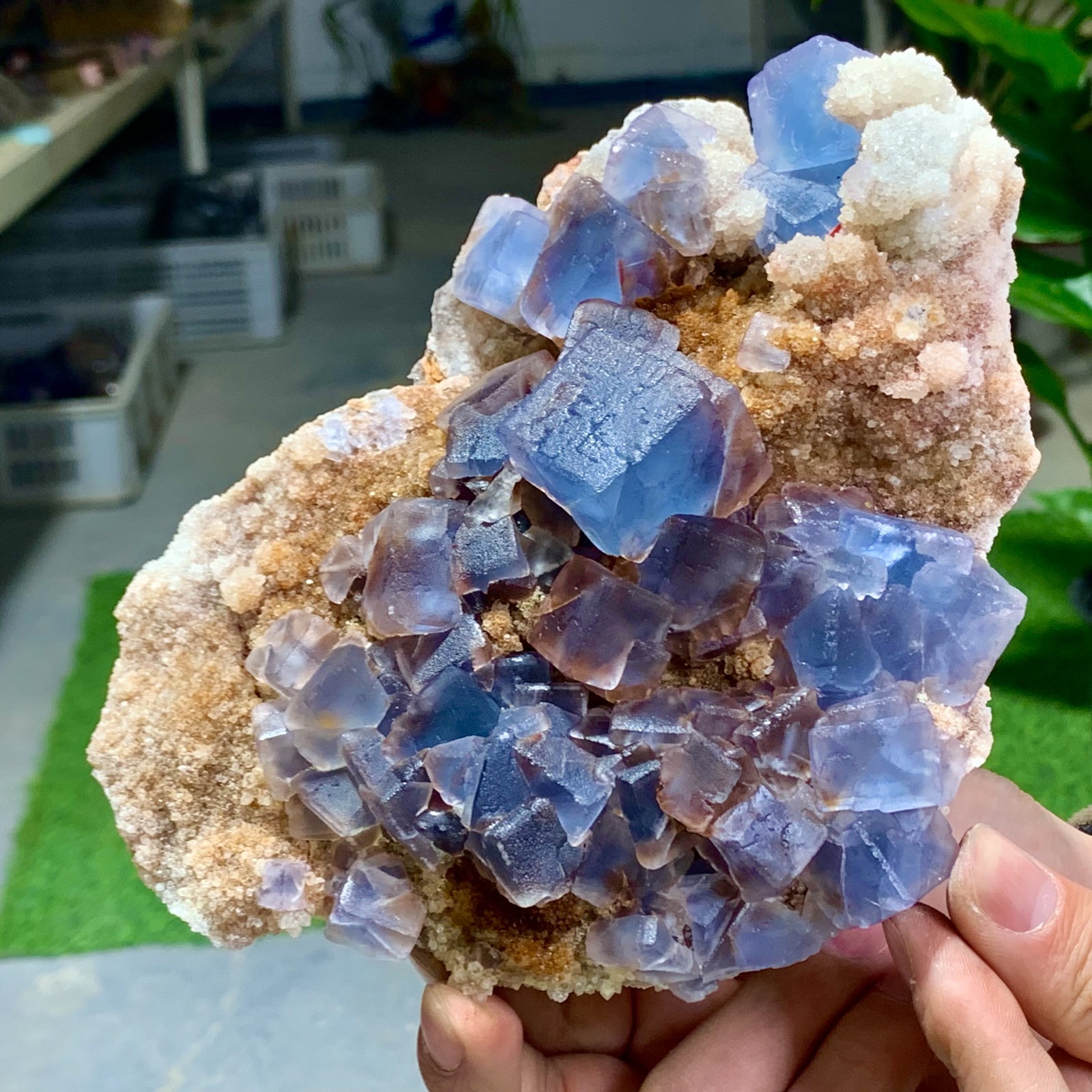 2.25LB Natural crystal Rare transparent blue green fluorite cubic sample