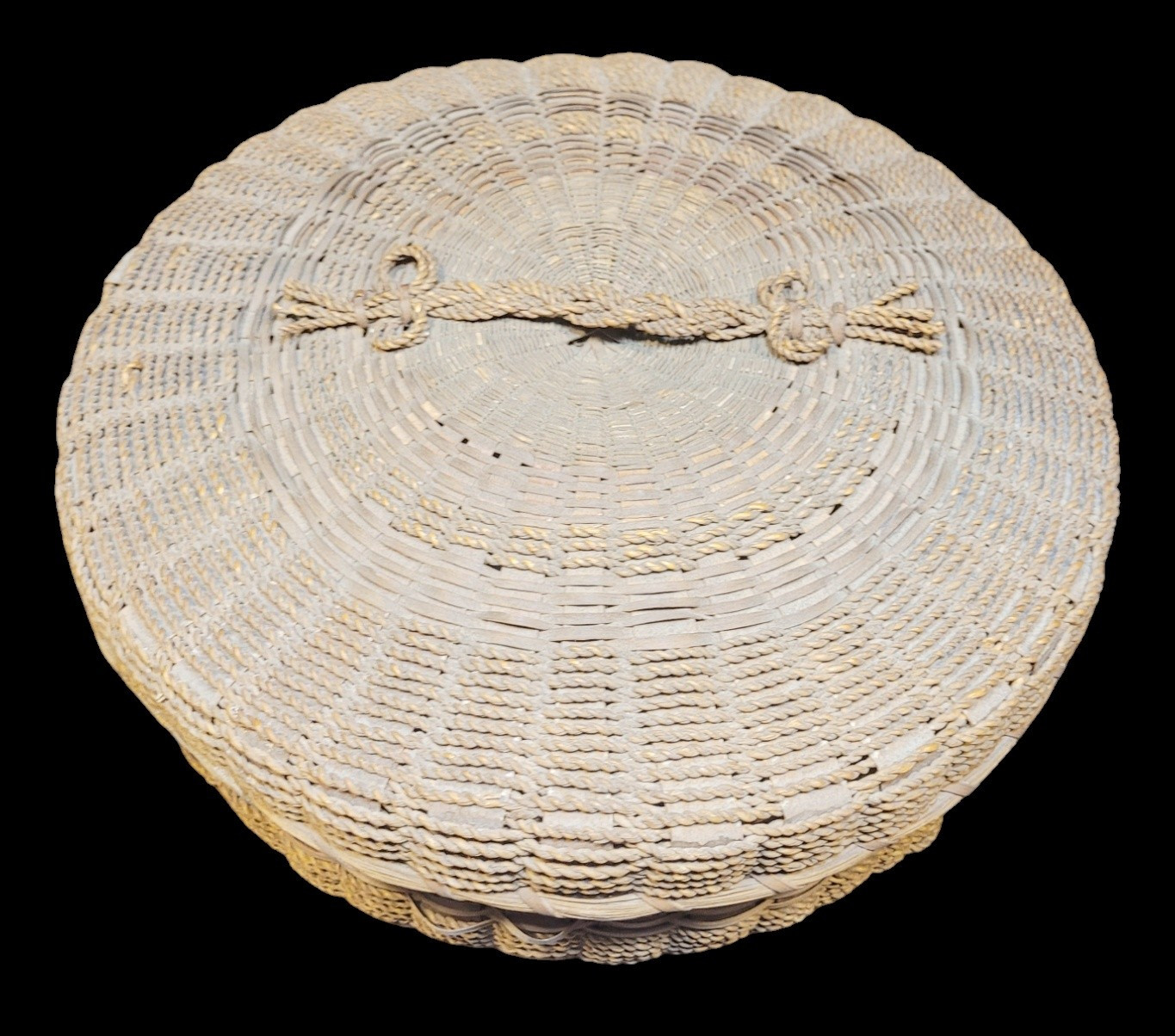 Antique Rare Native American Passamaquoddy Braided Sweetgrass Sewing Basket 
