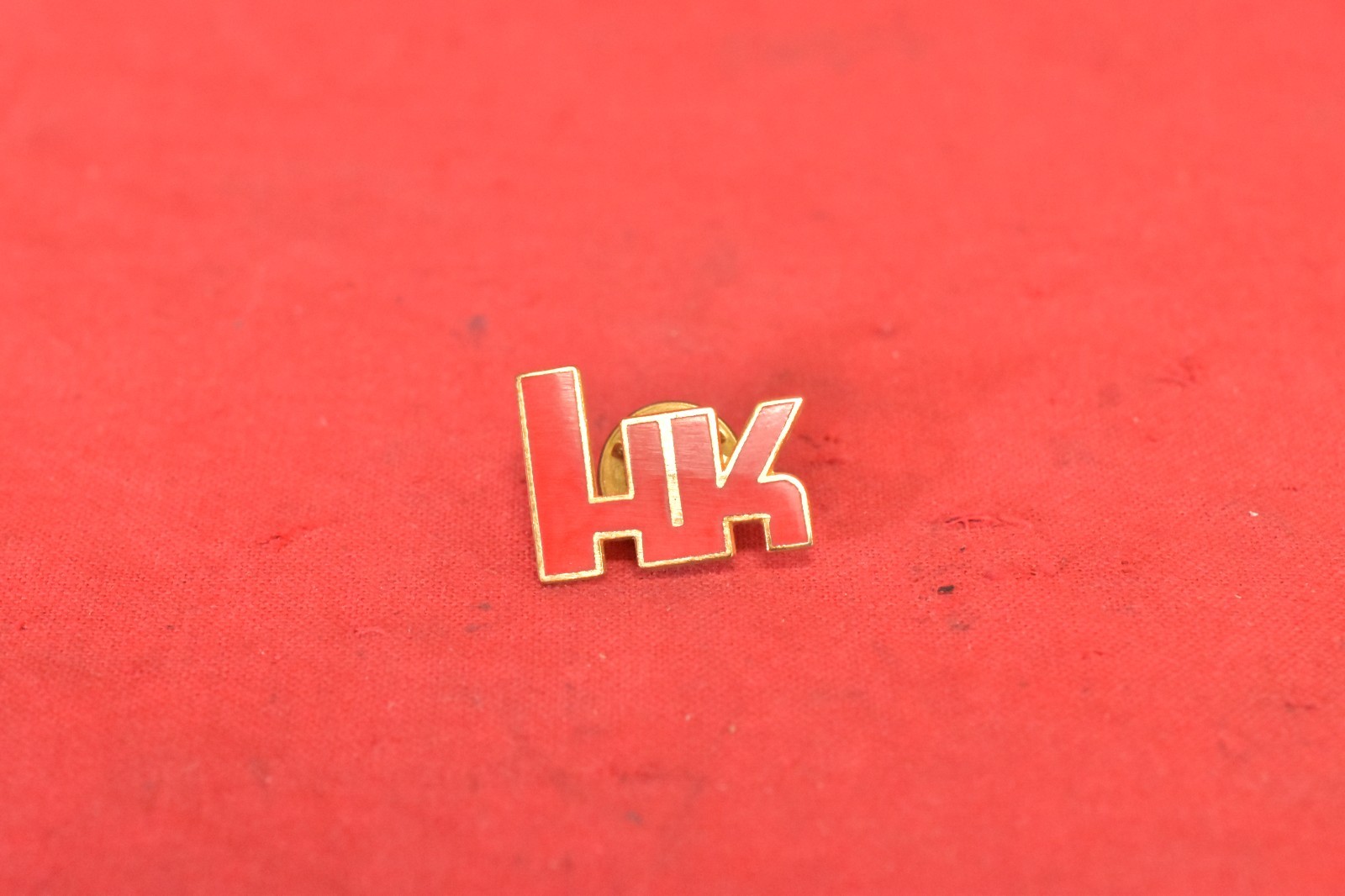 HK Red Logo on Gold Metal Lapel Pin in Vintage West German Packaging HK Red Logo on Gold Metal Lapel Pin in Vintage West German Packaging