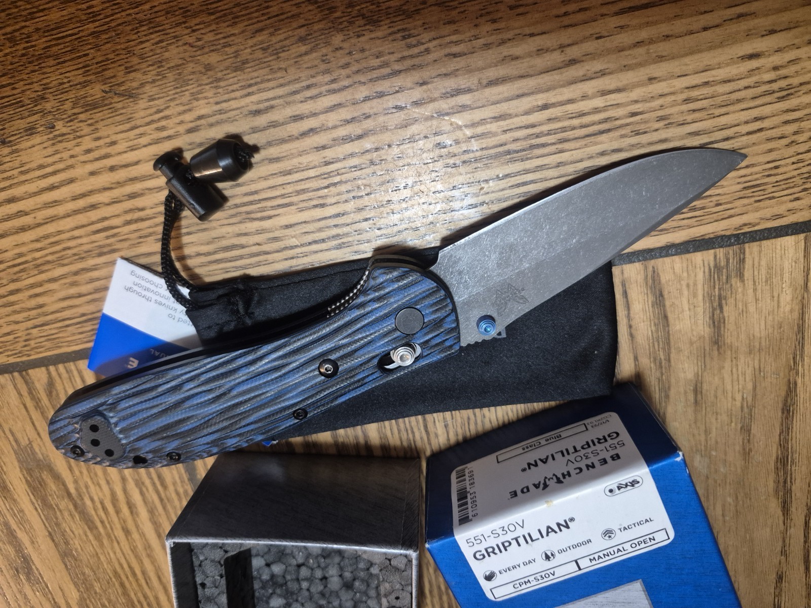 benchmade griptilian 551 Custom Blue G10 Handle, Acid Stone Washed Blade S30V benchmade griptilian 551 Custom Blue G10 Handle, Acid Stone Washed Blade S30V
