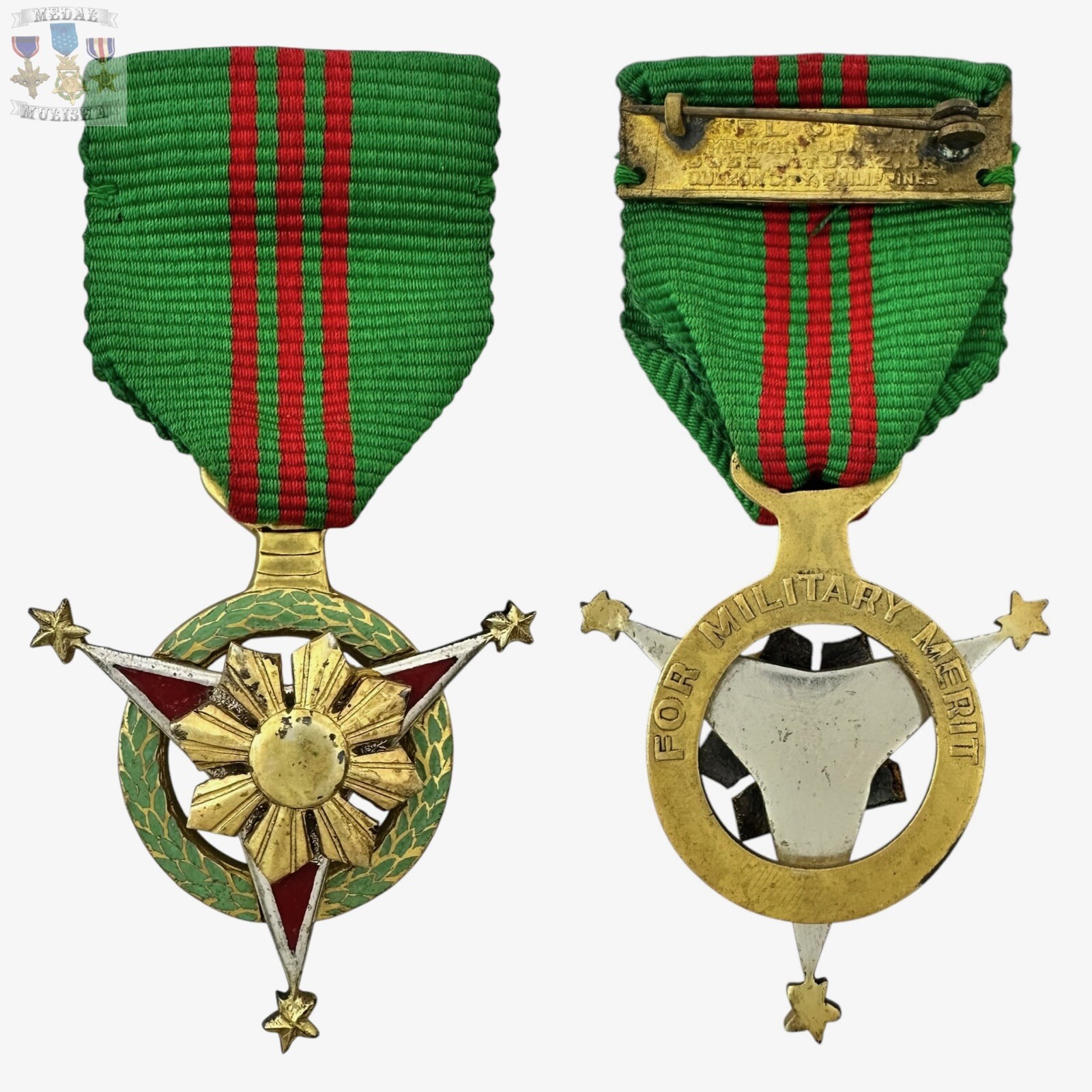 WWII PHILIPPINE MILITARY MERIT MEDAL EL ORO JOSE TUPAZ JR. QUEZON CITY WW2    #2