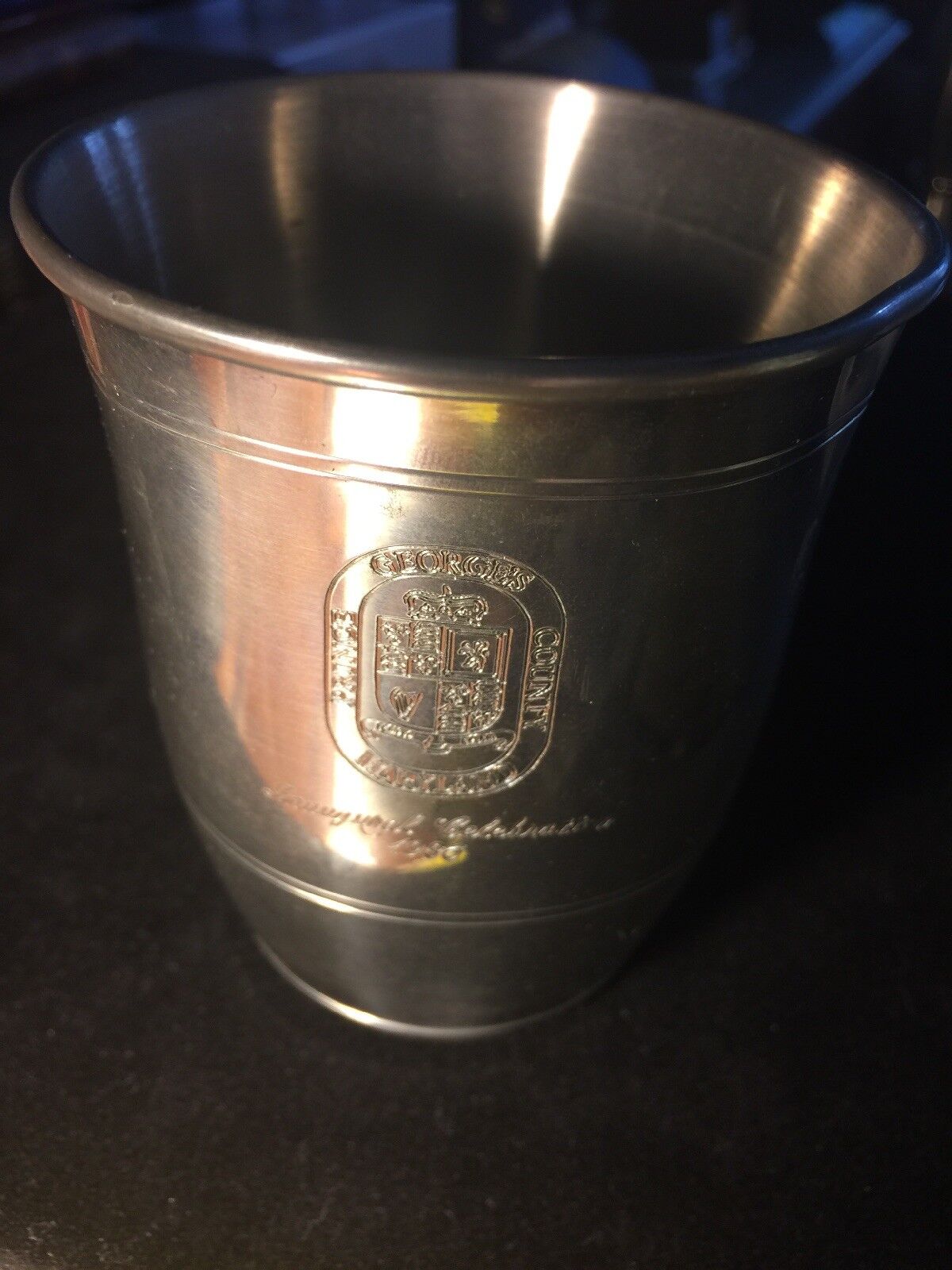 Prince George’s County Md. Pewter Cup Engraved Inaugural cup